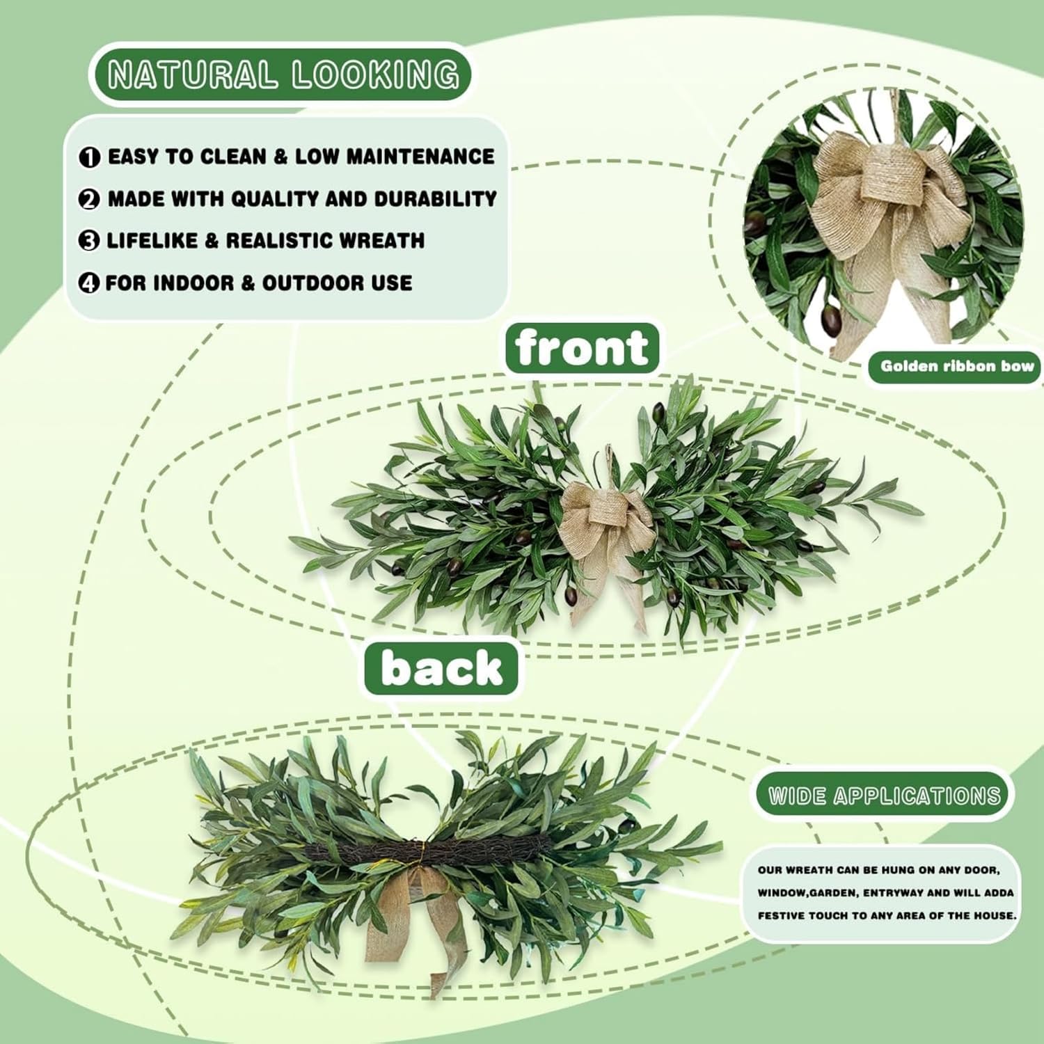 24 Inch Olive Wreath Artificial Flower Swag