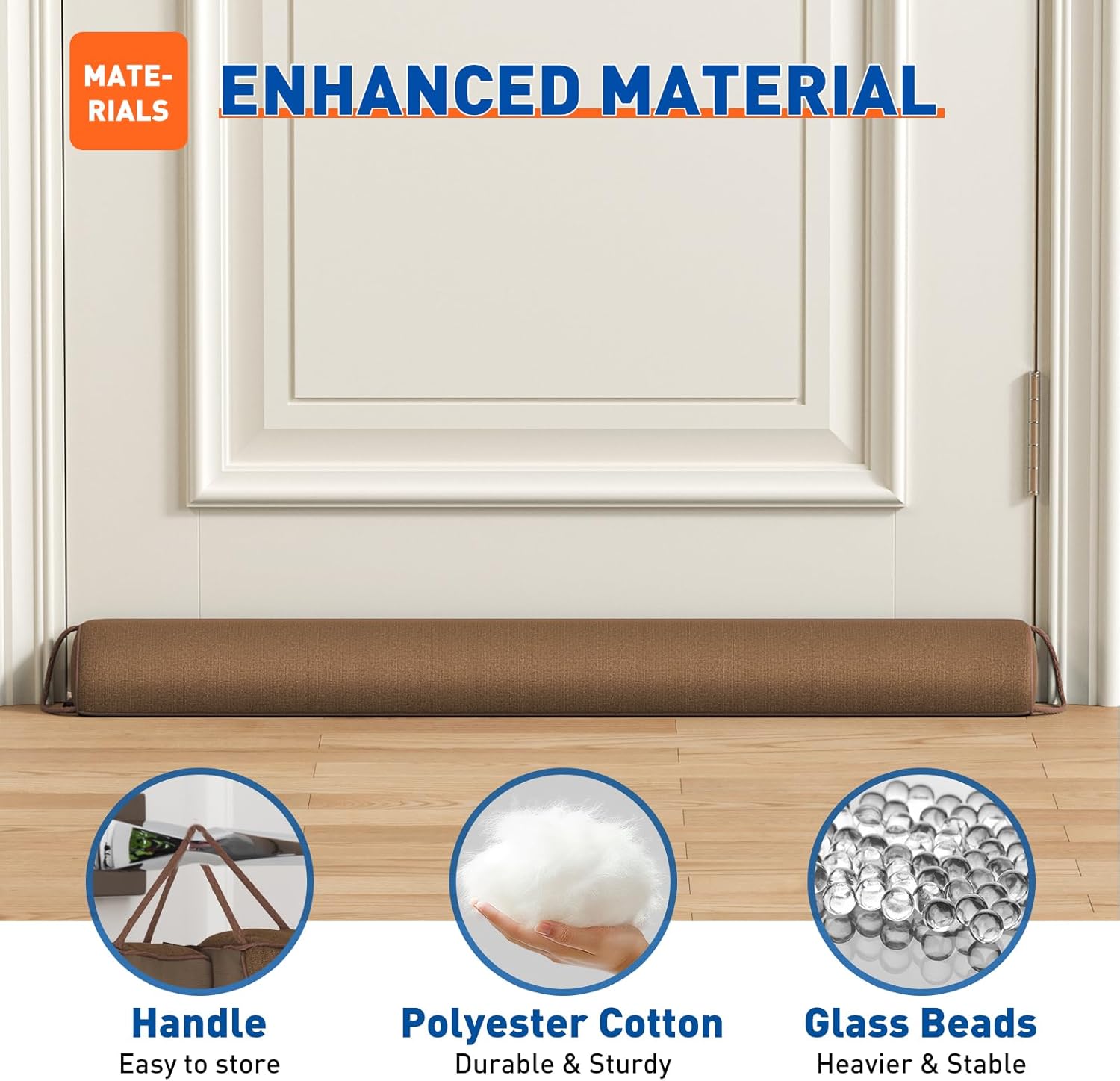 MAGZO 36 Inch Door Draft Stopper Weighted Triangular Snake for Winter Noise Blocker with Hook Loops