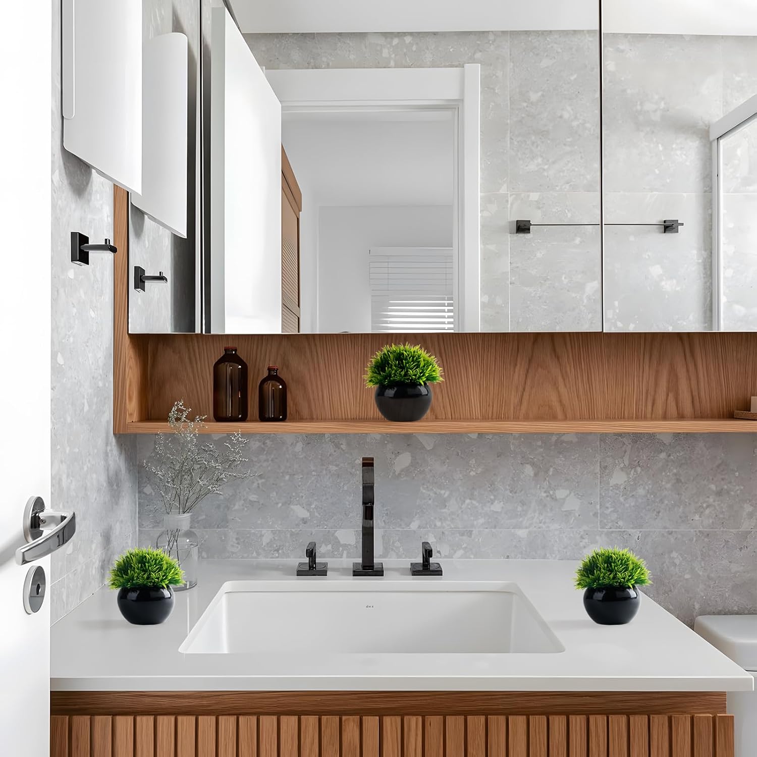 ASHELYULLA Small Fake Plants Set of 3 Artificial Plants for Home Office Decor