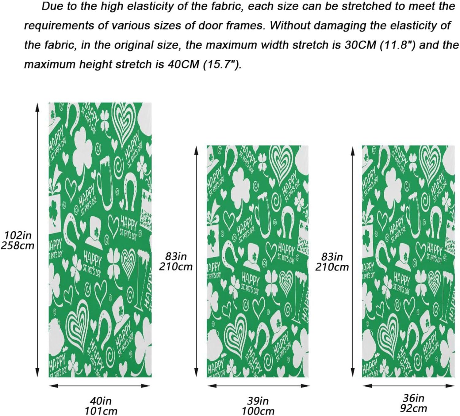 Susiyo Green Clover Halloween Door Cover Stretch Fabric Door Decoration for Home Party Holidays