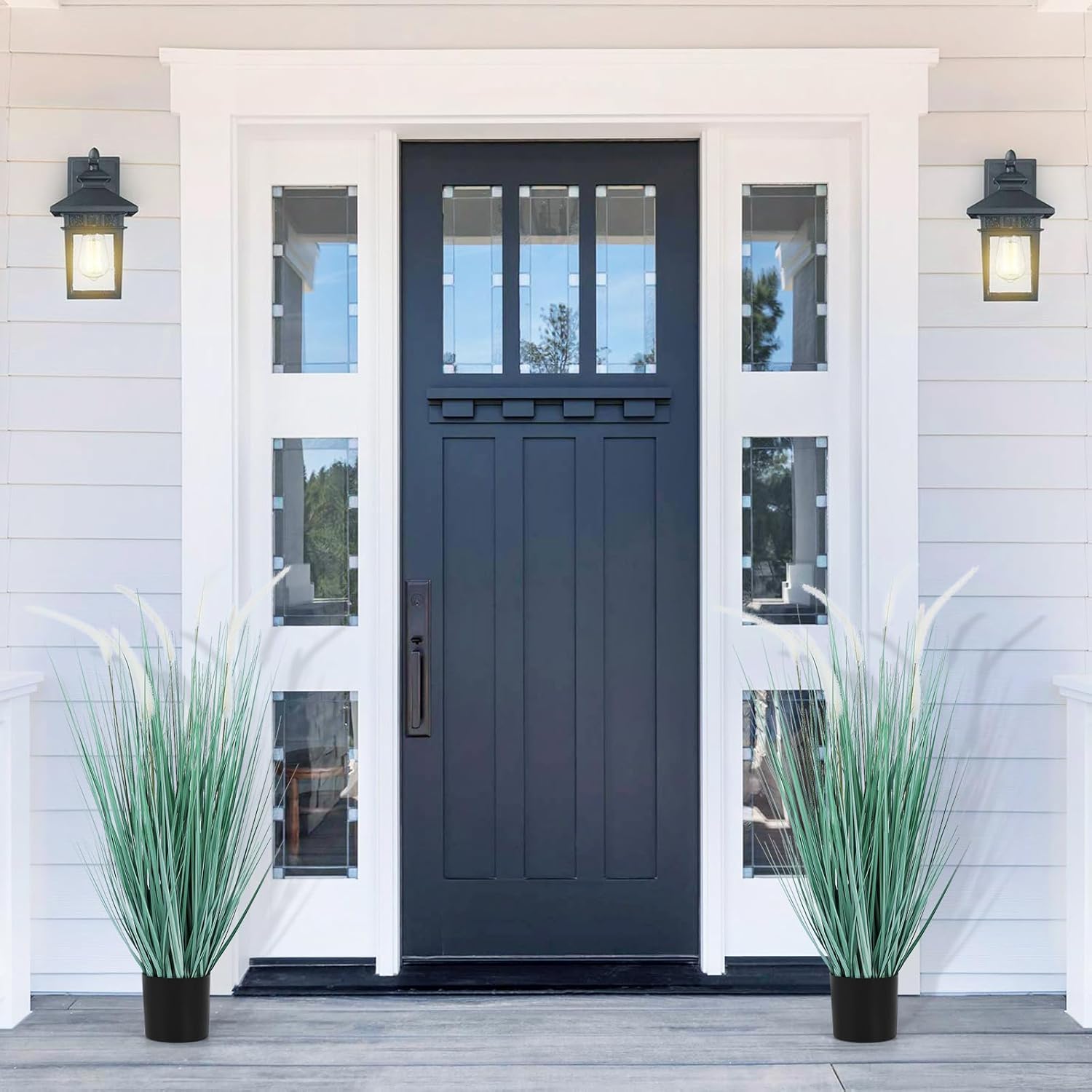 Romantic Season 3FT Artificial Onion Grass Plants with White Pampas Grass