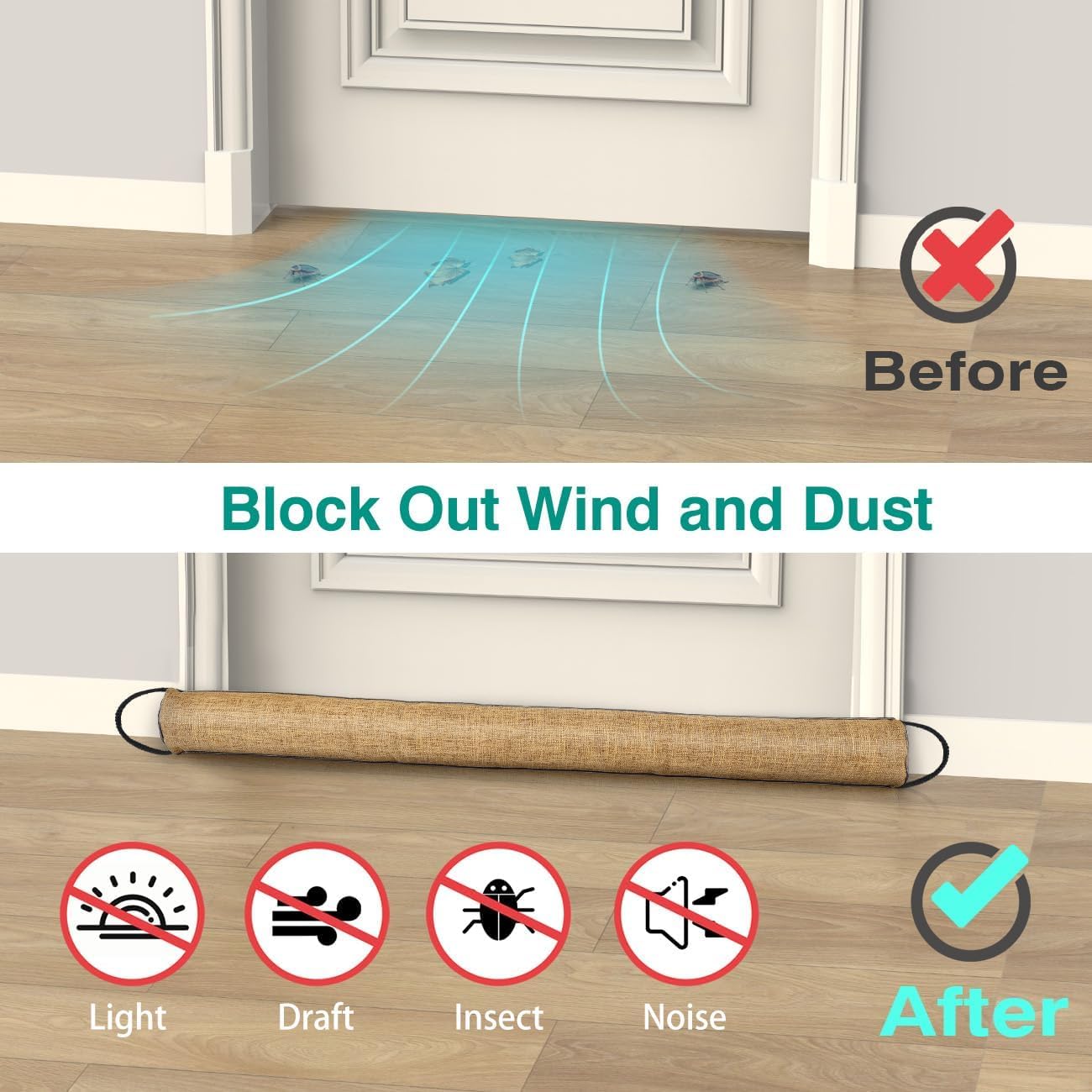 Lewondr Door Draft Stopper 36 Inch Triangle Design