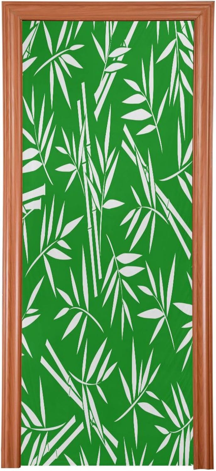 Susiyo Green Bamboo Halloween Door Cover Stretch Fabric Door Decoration for Home Parties