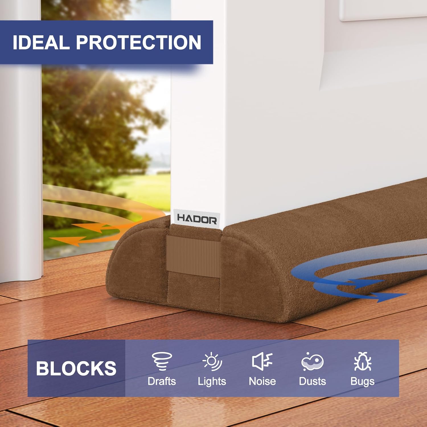 HADOR Door Draft Stopper 36 Inch Brown Double Sided