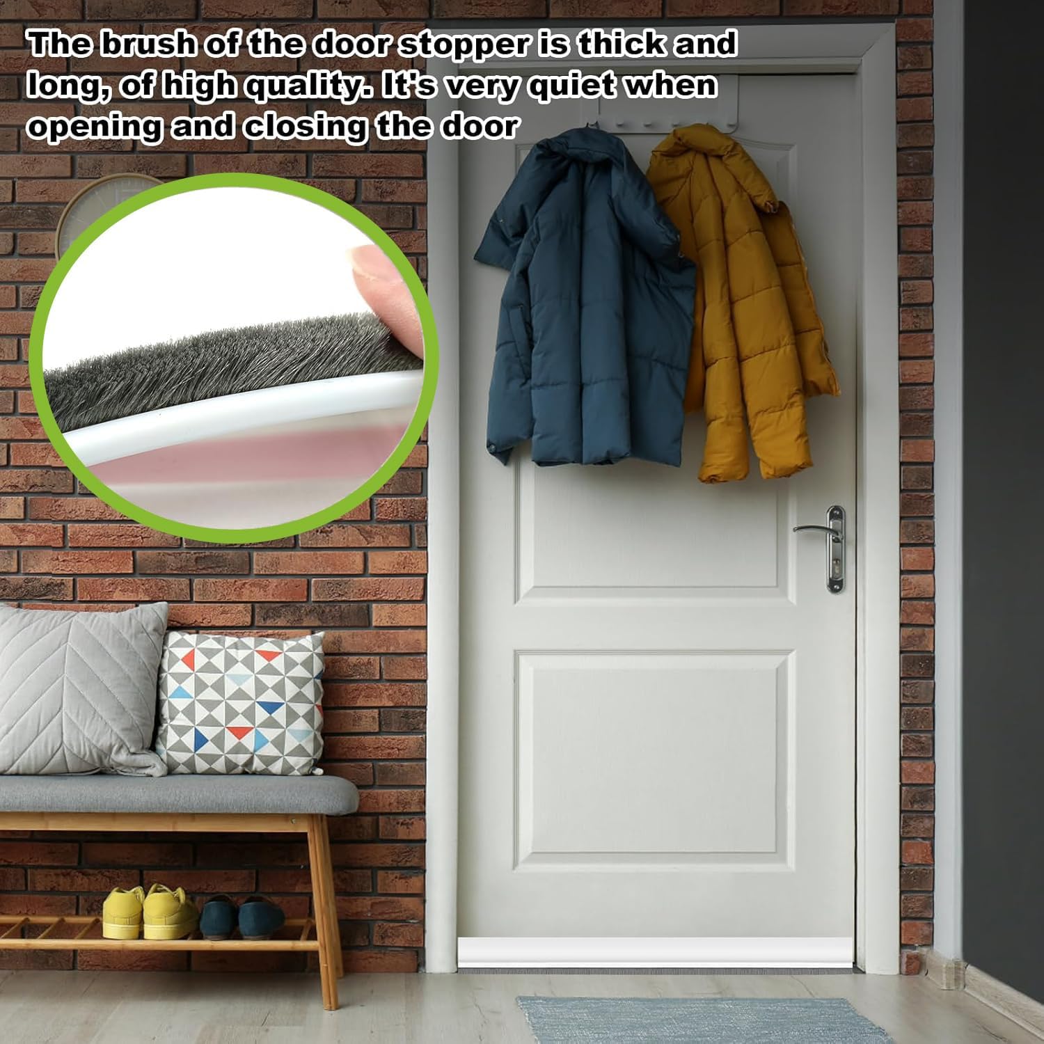 2 Pc Door Brush Bottom Sweep Draft Stopper for Dust and Noise Insulation 2 W x 39 L White