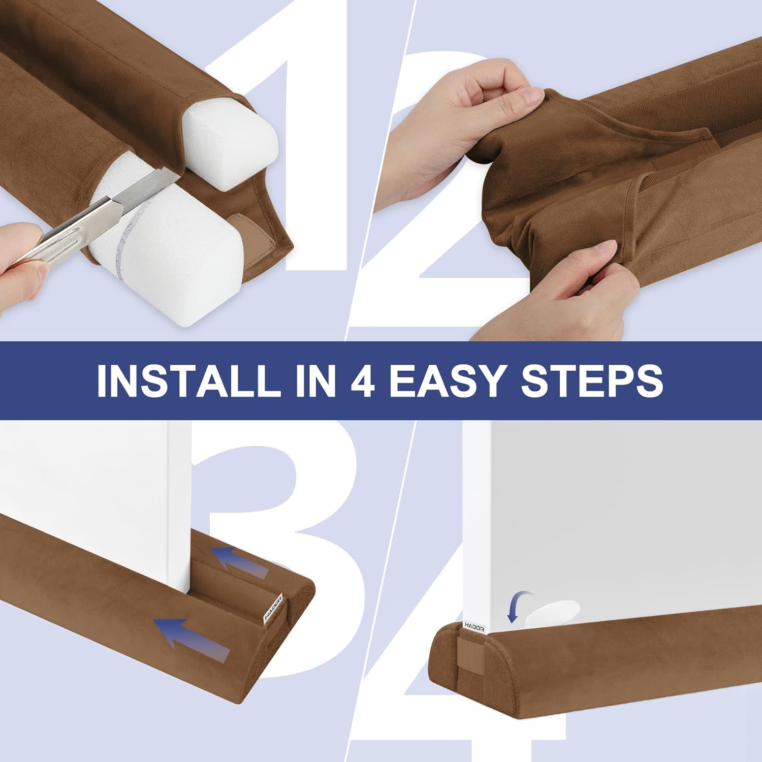 HADOR Door Draft Stopper 36 Inch Brown Double Sided