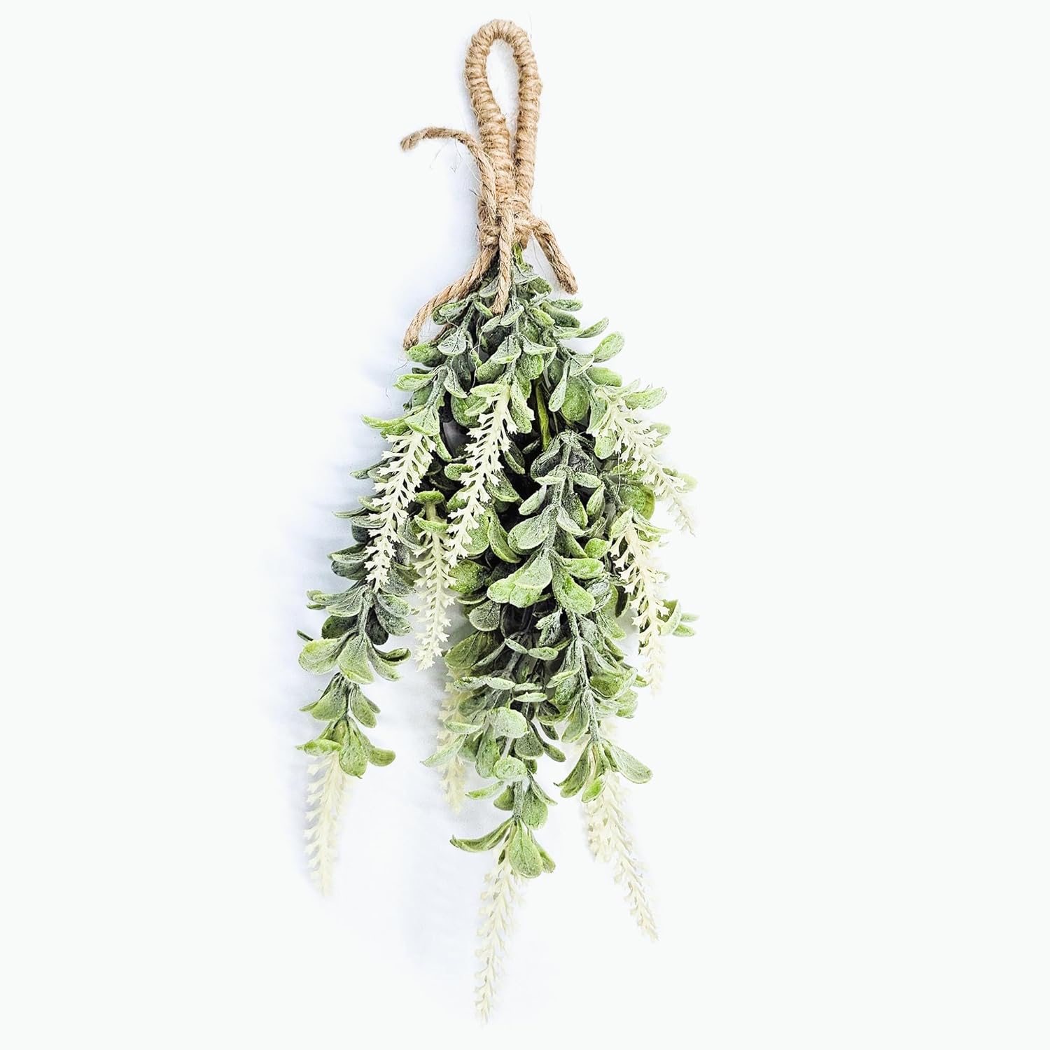 Hanging White Boxwood Greenery Swag for Home Decor