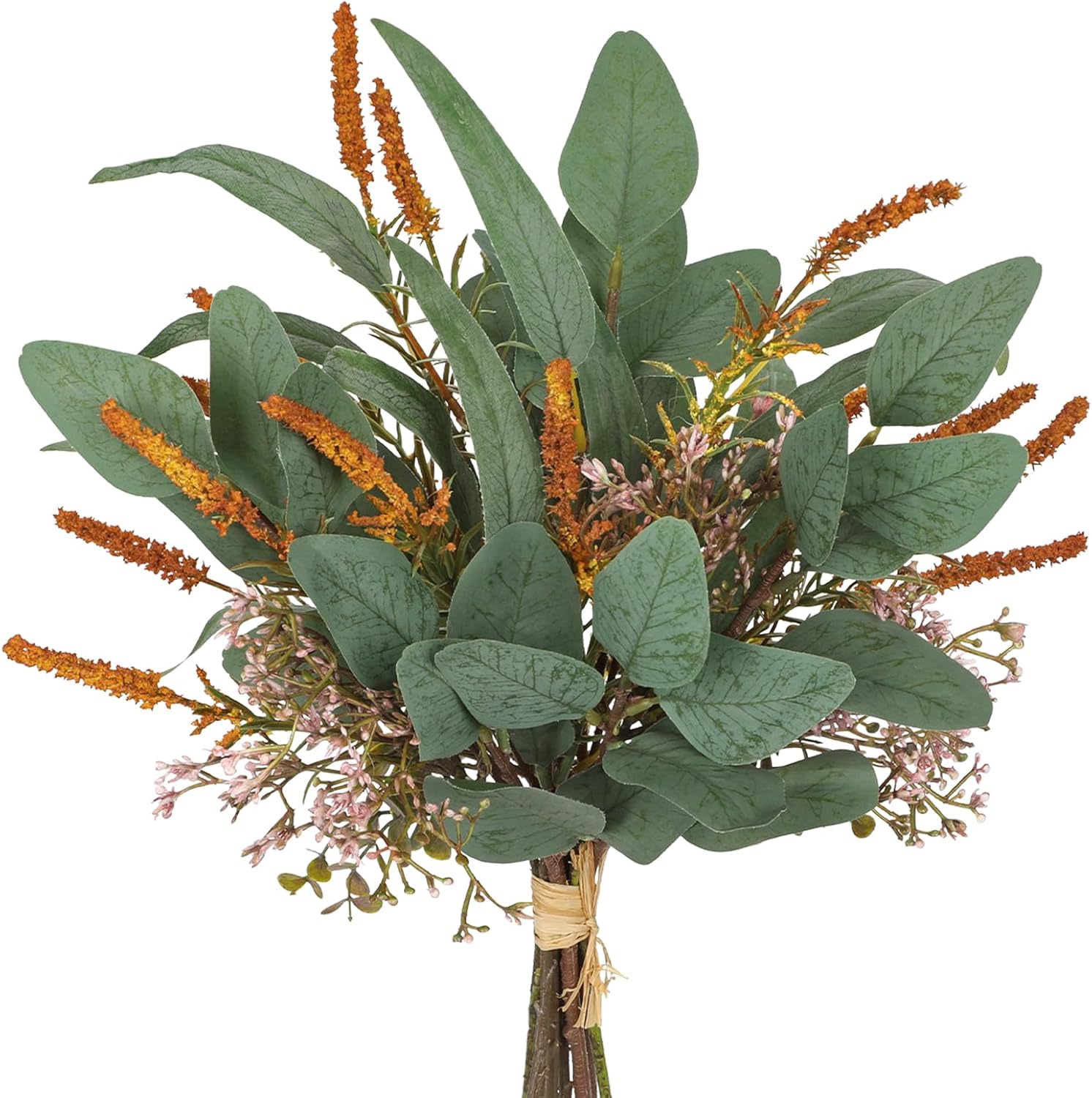Fall Artificial Eucalyptus Bouquet with Orange Sage Leaves 1