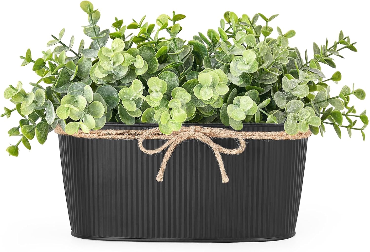 Dahey Artificial Eucalyptus Plants Indoor Decor in Black Rectangular Pots