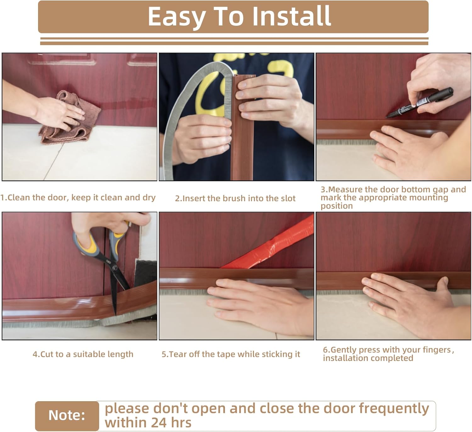 39 Inch Rubber Door Sweep with Silicone Adhesive Split Design Noise Blocker