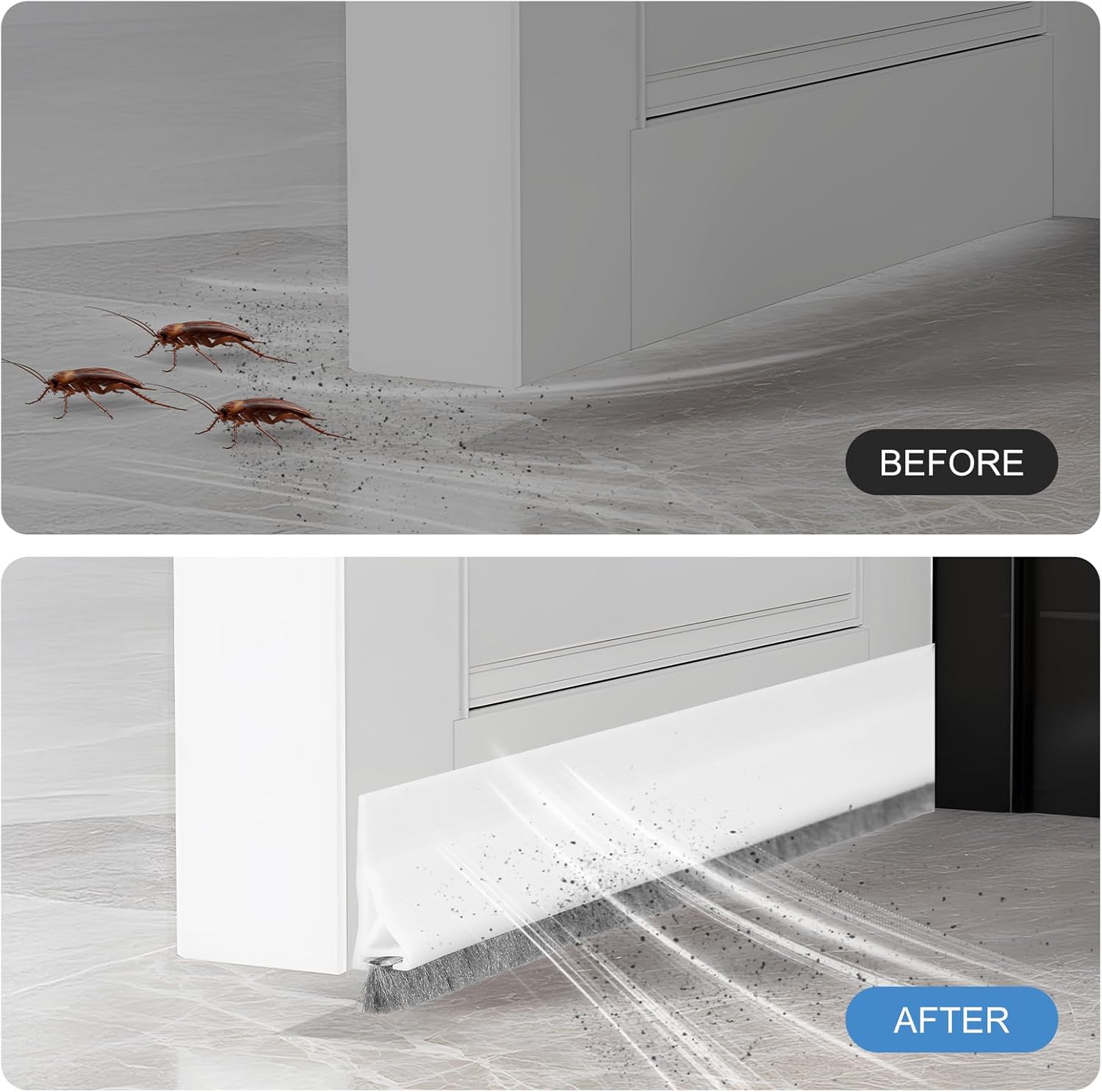 YBEATY Door Draft Stopper with Brush for Bottom Door Sealing
