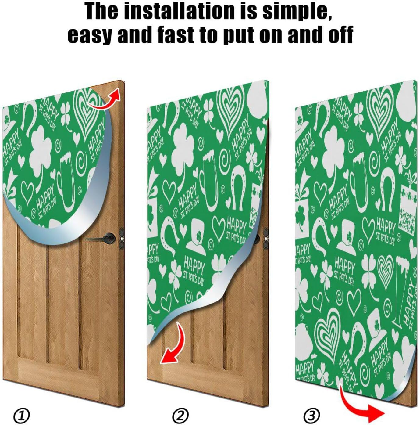 Susiyo Green Clover Halloween Door Cover Stretch Fabric Door Decoration for Home Party Holidays