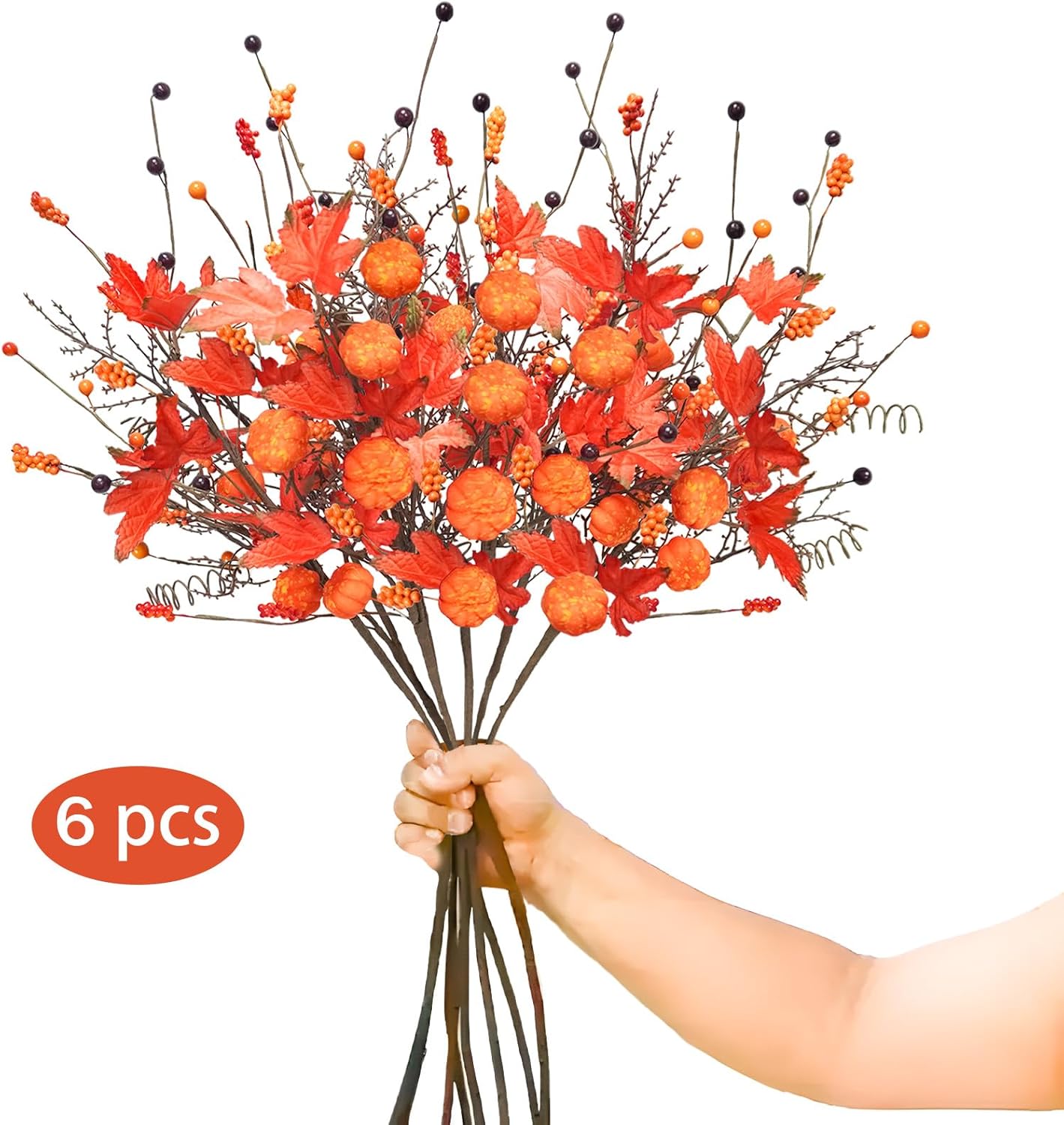TORONTOKYO 6PCS Artificial Fall Stem Set