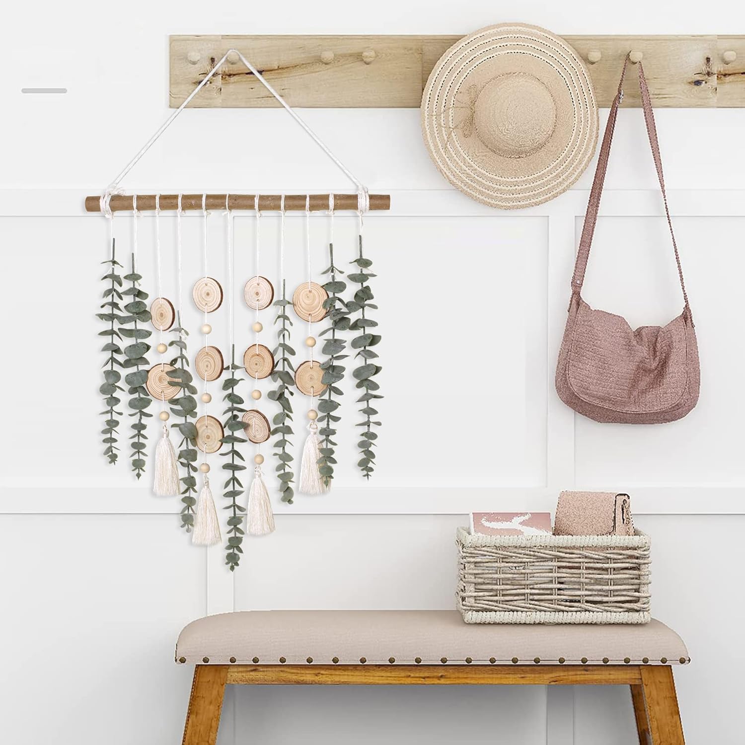 Boho Wall Decor Artificial Eucalyptus Leaves Hanging Plant