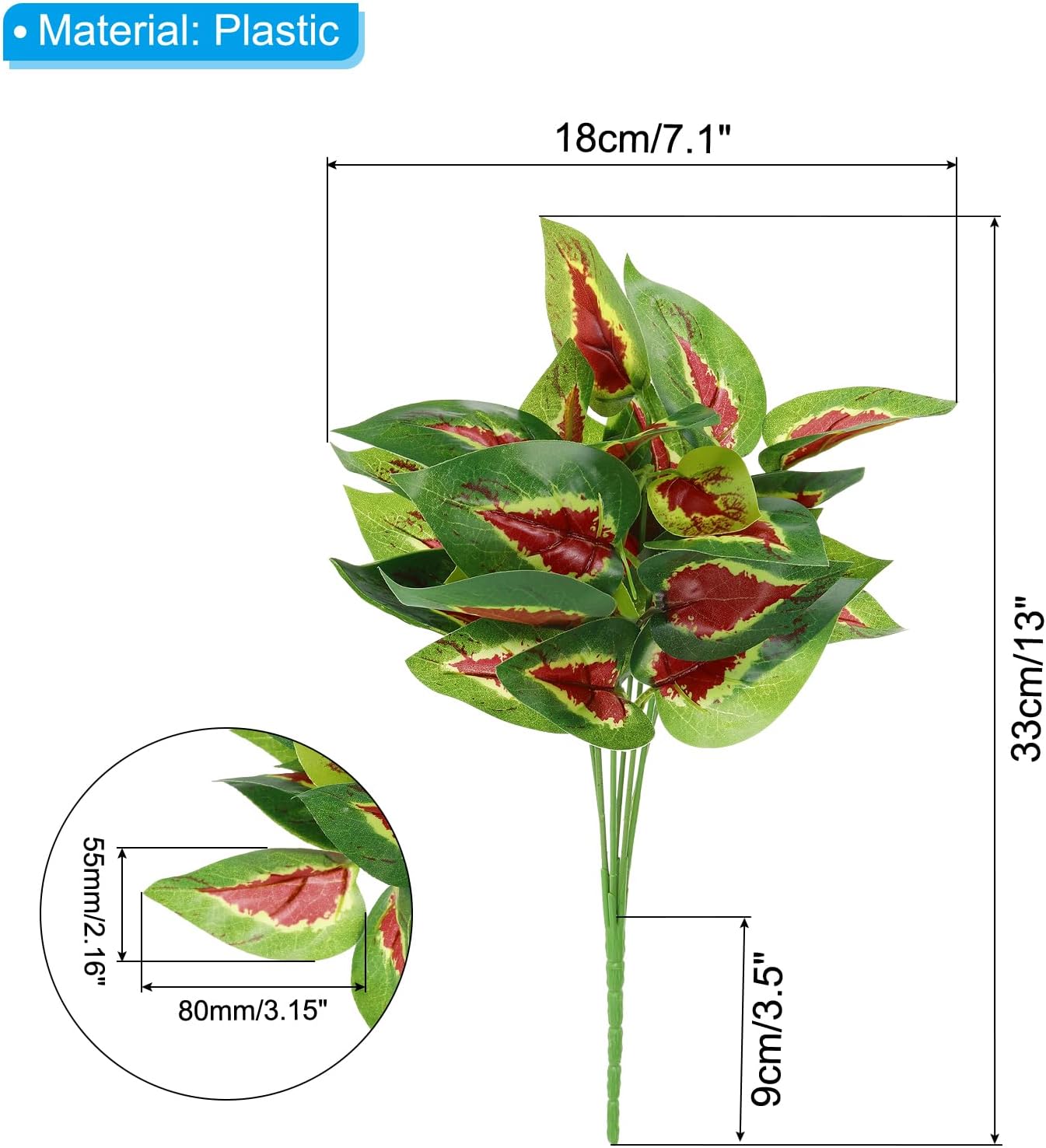 PATIKIL Artificial Greenery Plant Bundle 7pcs Green Red