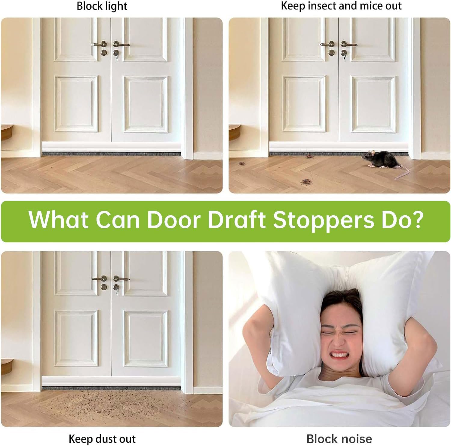 2 Pc Door Brush Bottom Sweep Draft Stopper for Dust and Noise Insulation 2 W x 39 L White