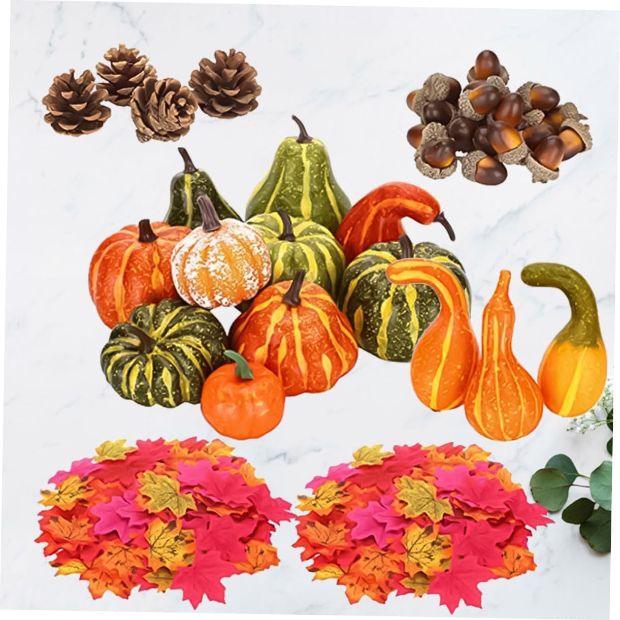 Garneck 141pcs Artificial Pumpkin and Acorn Decor for Halloween and Fall Home Decoration