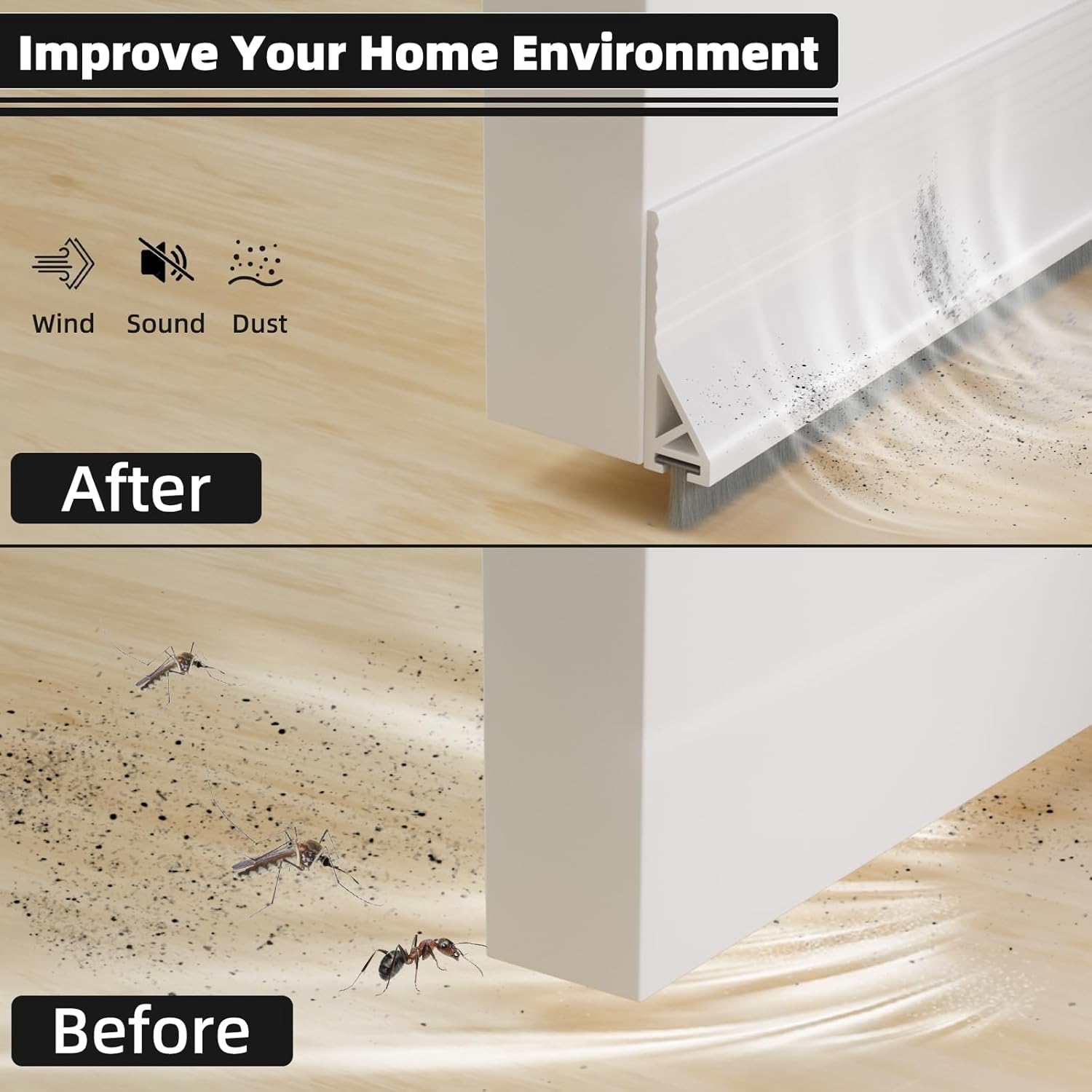 39 Inch Under Door Draft Stopper with Brush