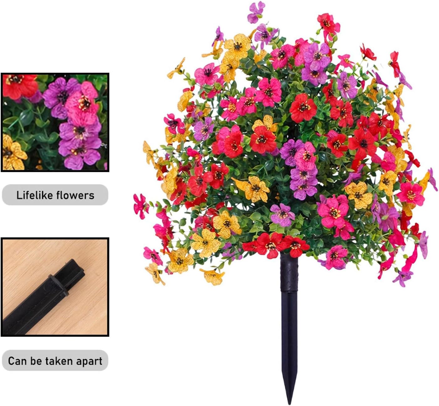 Artificial Flowers with Ground Spikes for Outdoor Decor