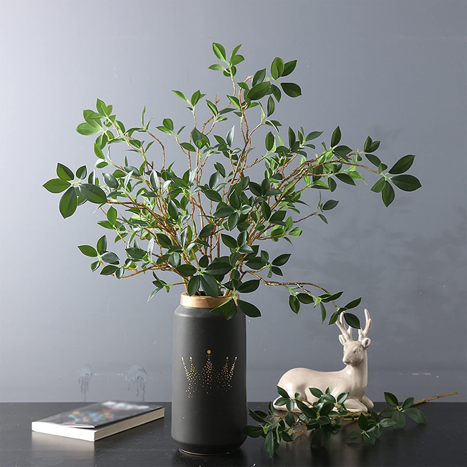 DULRLLY 3 Pcs Artificial Ficus Branches Leaf Spray
