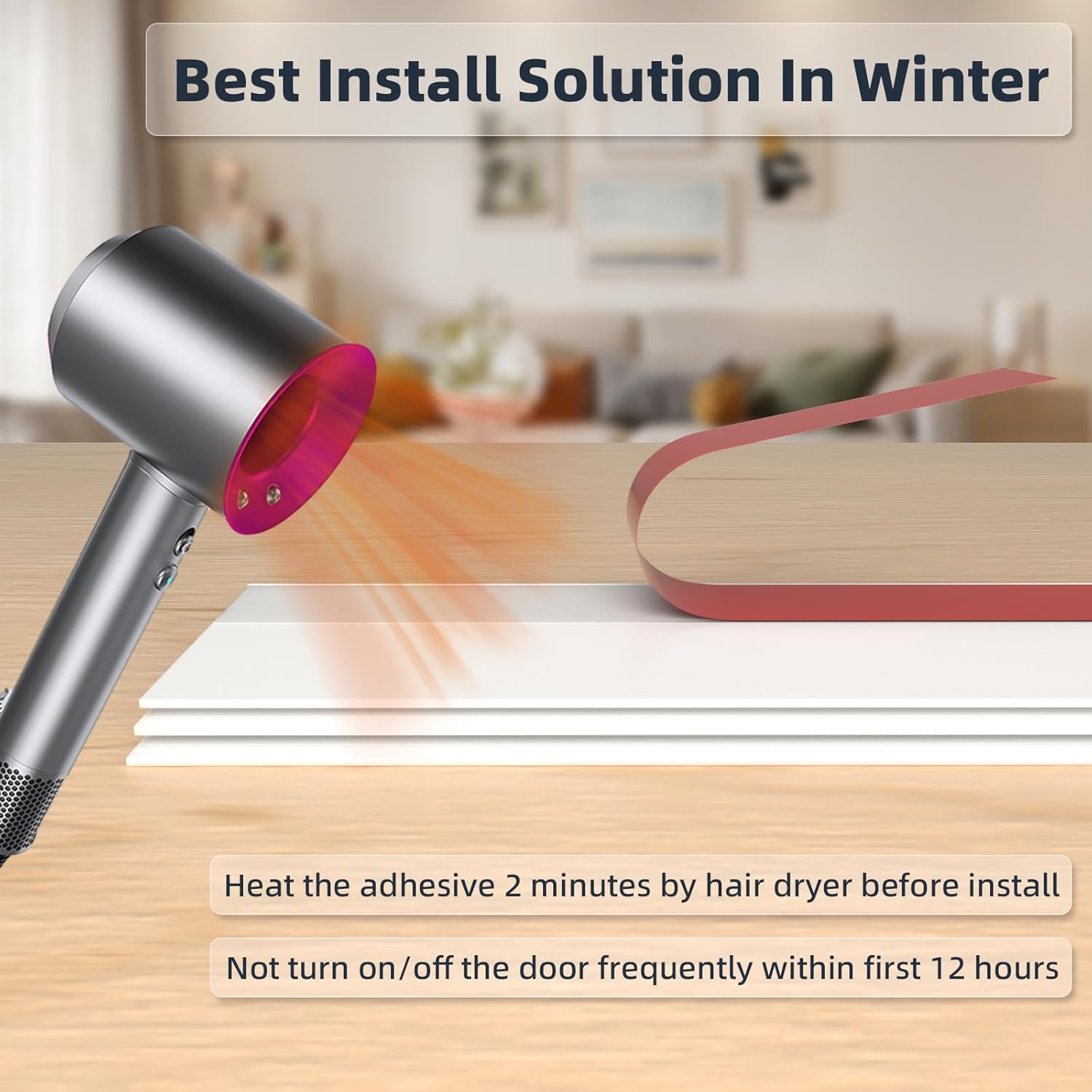 78 Inch Door Draft Stopper with Strong Adhesive
