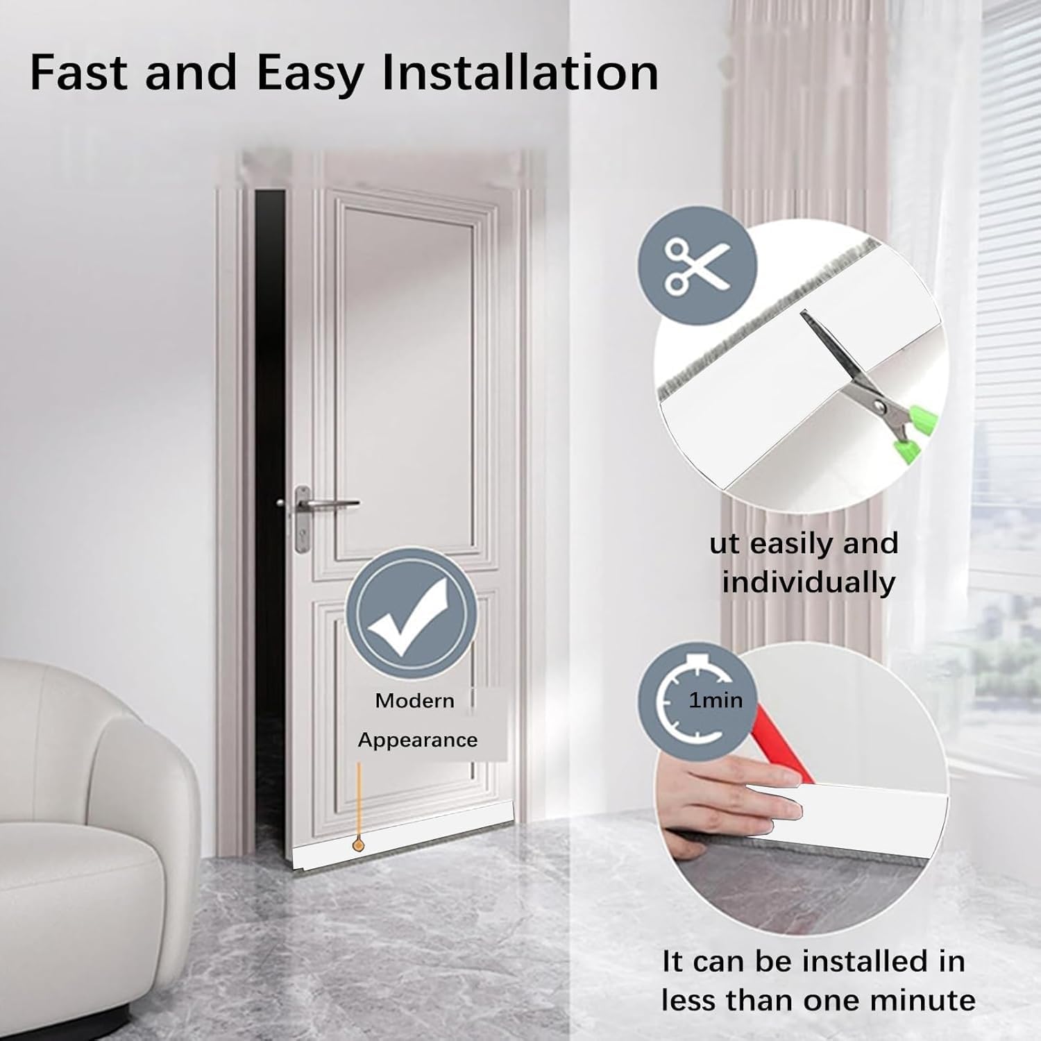 39 Inch Door Draft Stopper with Brush - Heavy Duty Weather Stripping Seal