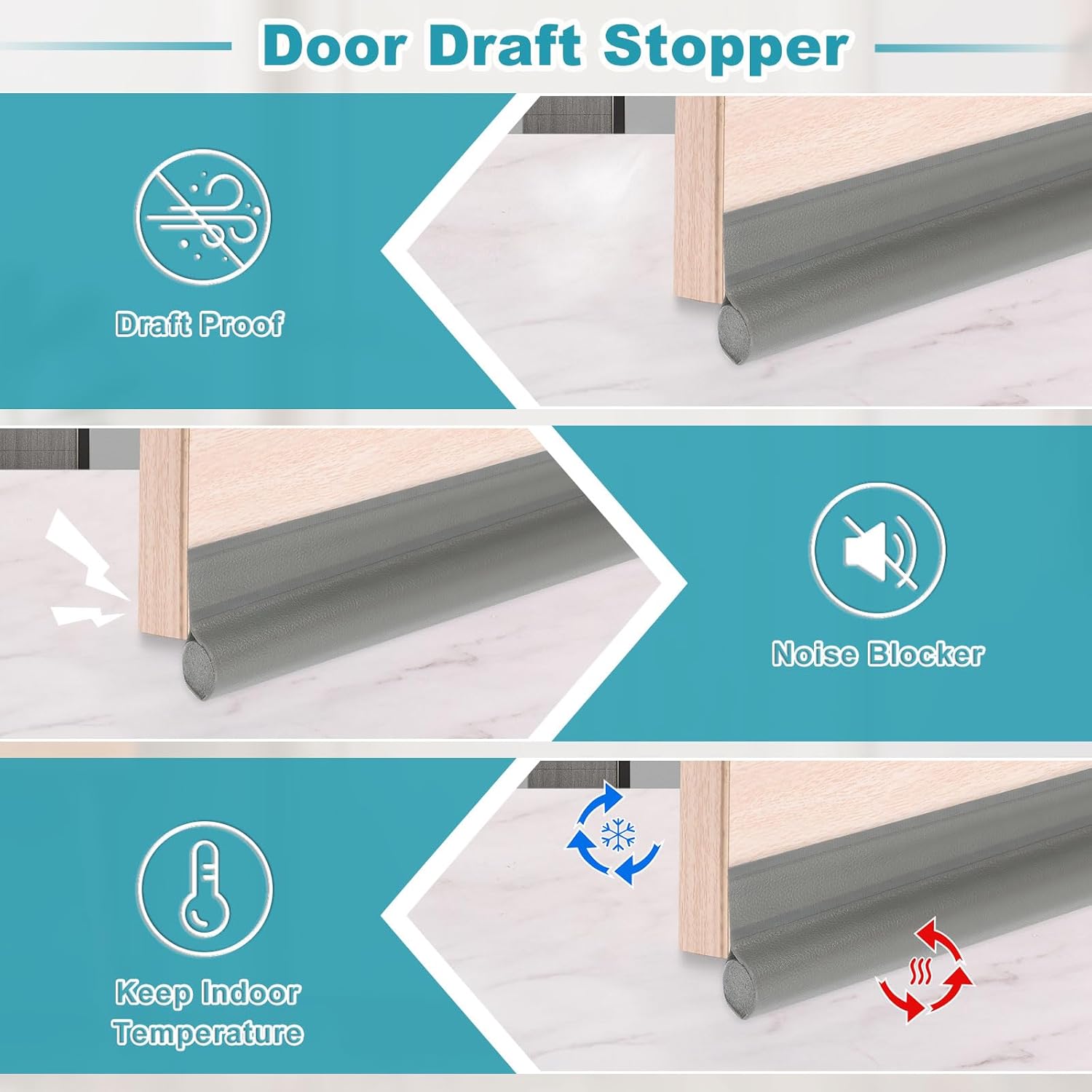 Uxcell 37 Inch Door Draft Stopper with Adhesive