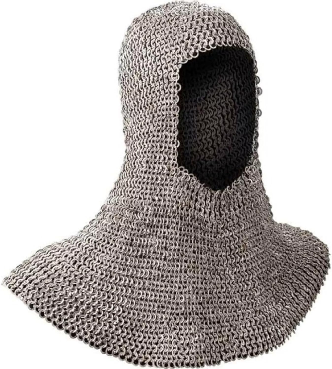 Medieval Aluminum Chainmail Coif Hood 9mm Flat Riveted