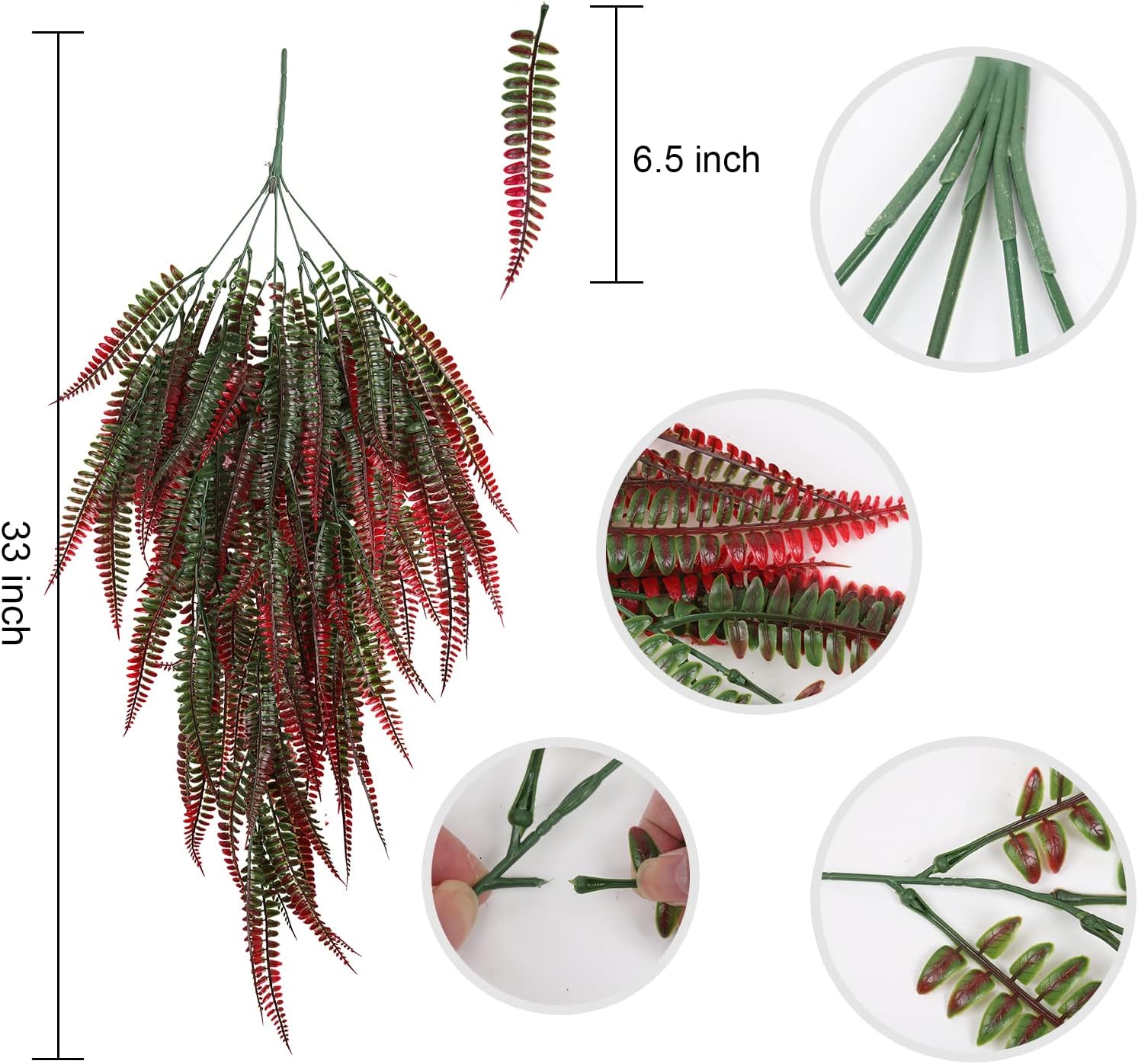 RECUTMS 4Pcs Artificial Boston Fern Hanging Plant Decor