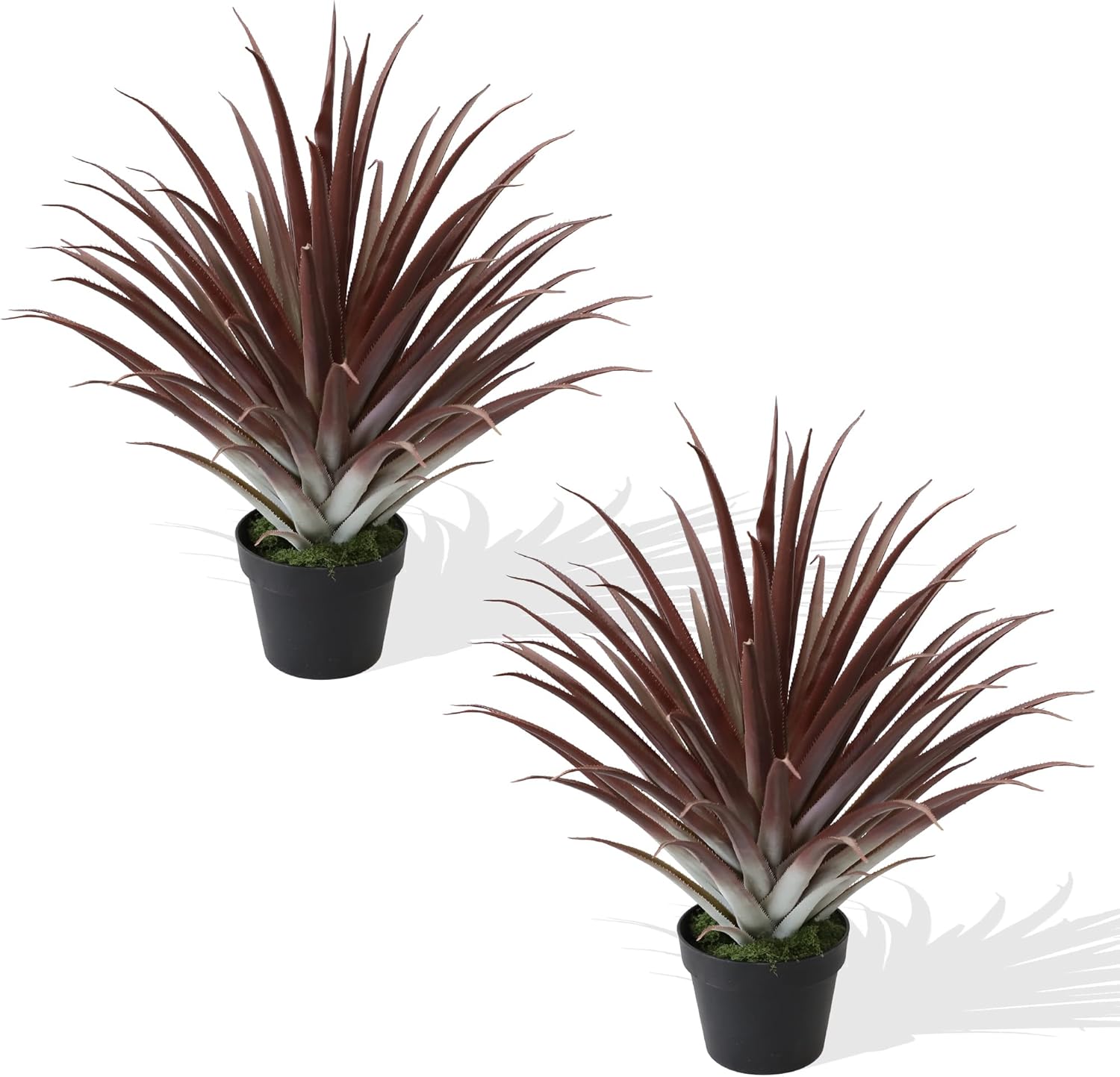 Momoplant 2 Pcs Artificial Aloe Vera Plants 27 Inch Red Fake Succulents Faux Agave Plant Potted