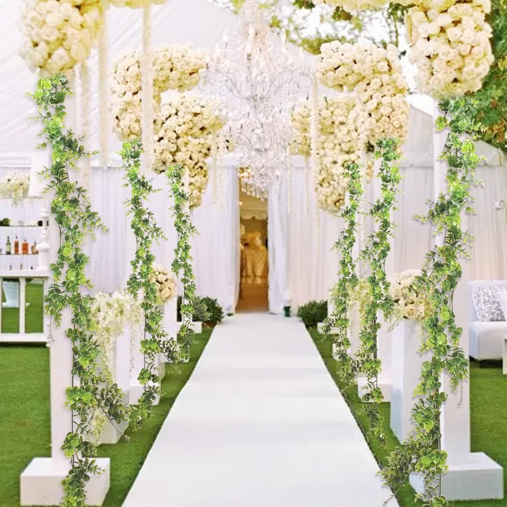 homEdge Artificial Boxwood Garland 2 Pack 6 Ft Hanging Decor