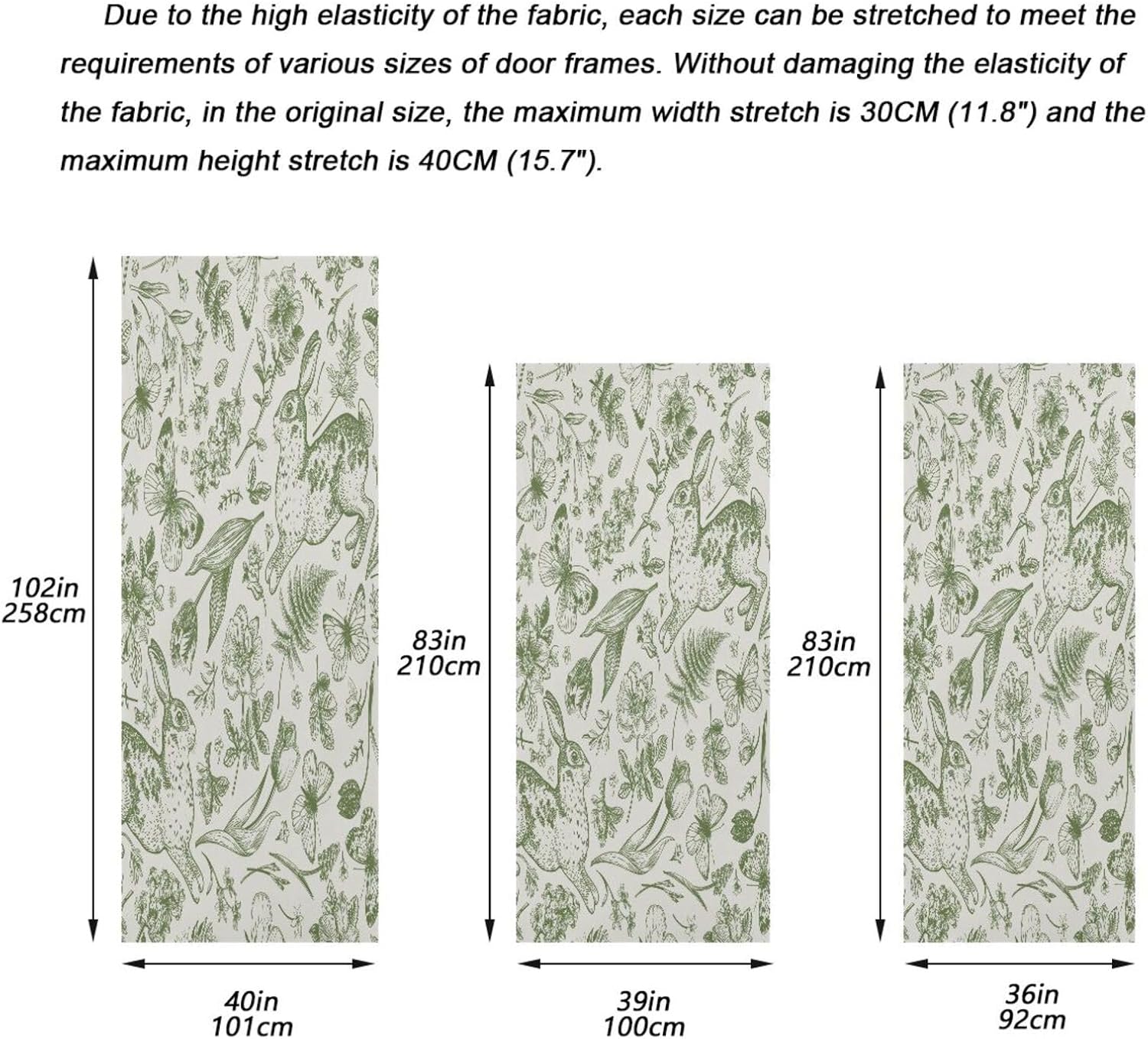 Susiyo Running Rabbit Halloween Door Cover Stretch Fabric Door Decoration for Home and Party