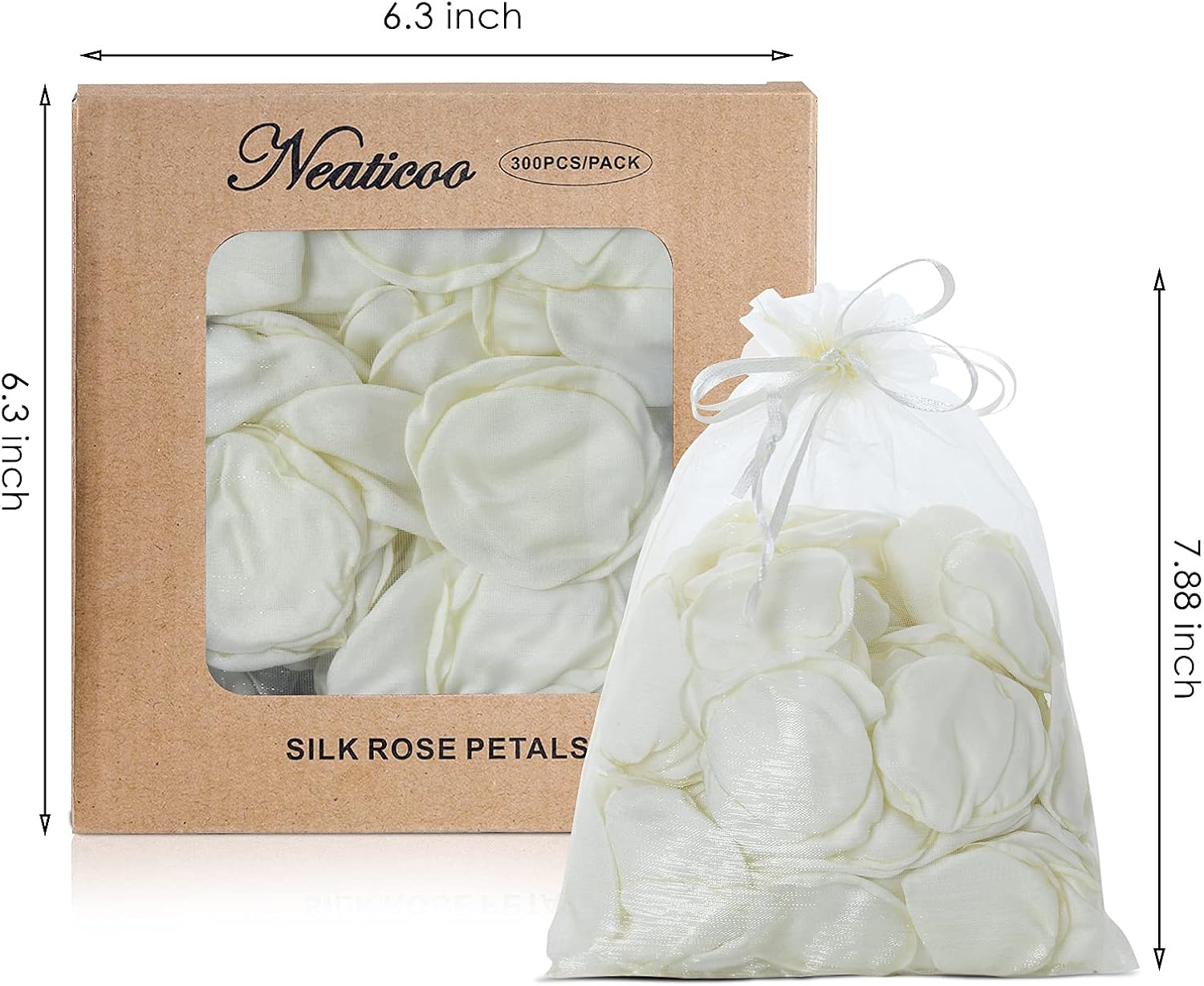 Artificial Ivory White Rose Petals 300pcs Reusable Silk Petals for Wedding Decor