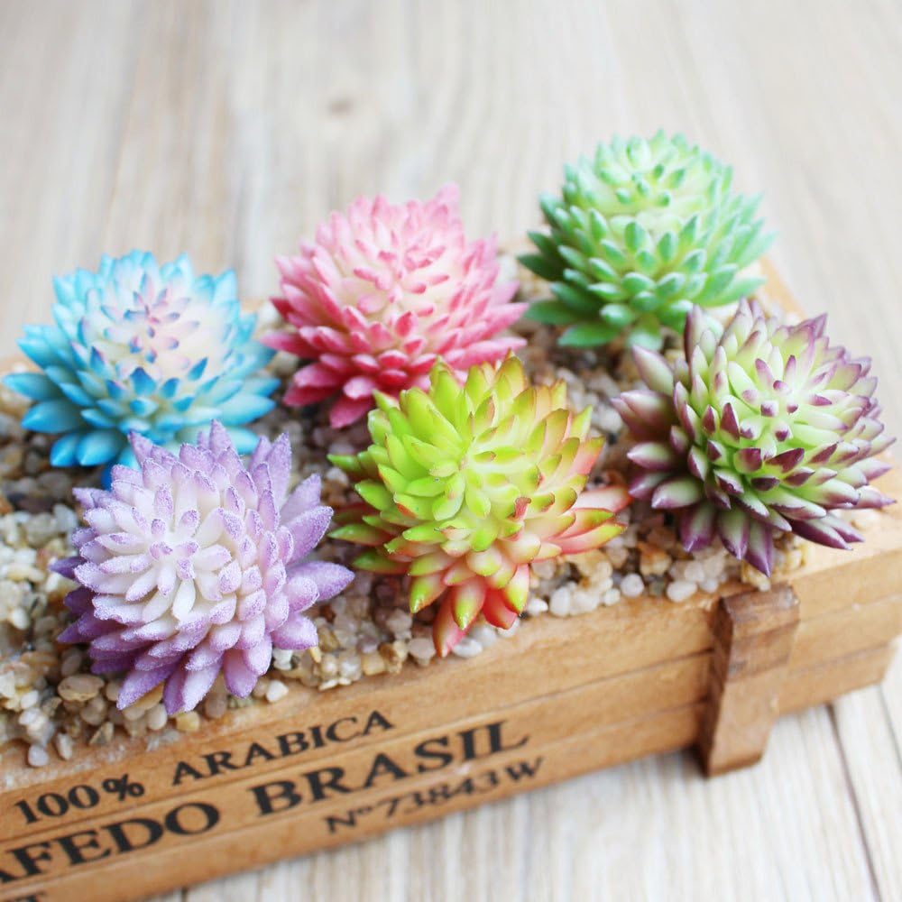 Zhiheng 11PCS Assorted Multicolor Artificial Succulent Plants