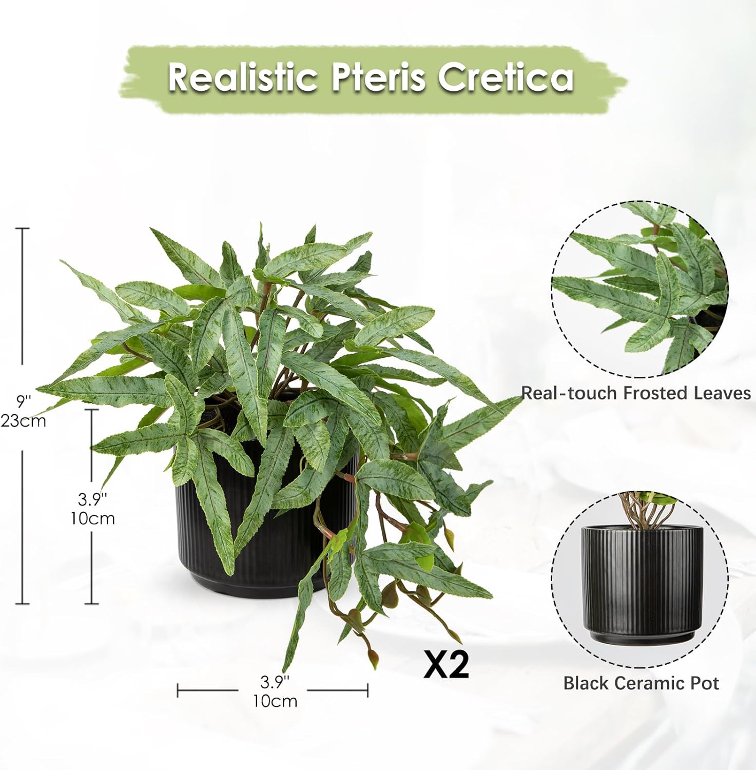 Briful Artificial Fern Plant 9 Indoor 2 Pack