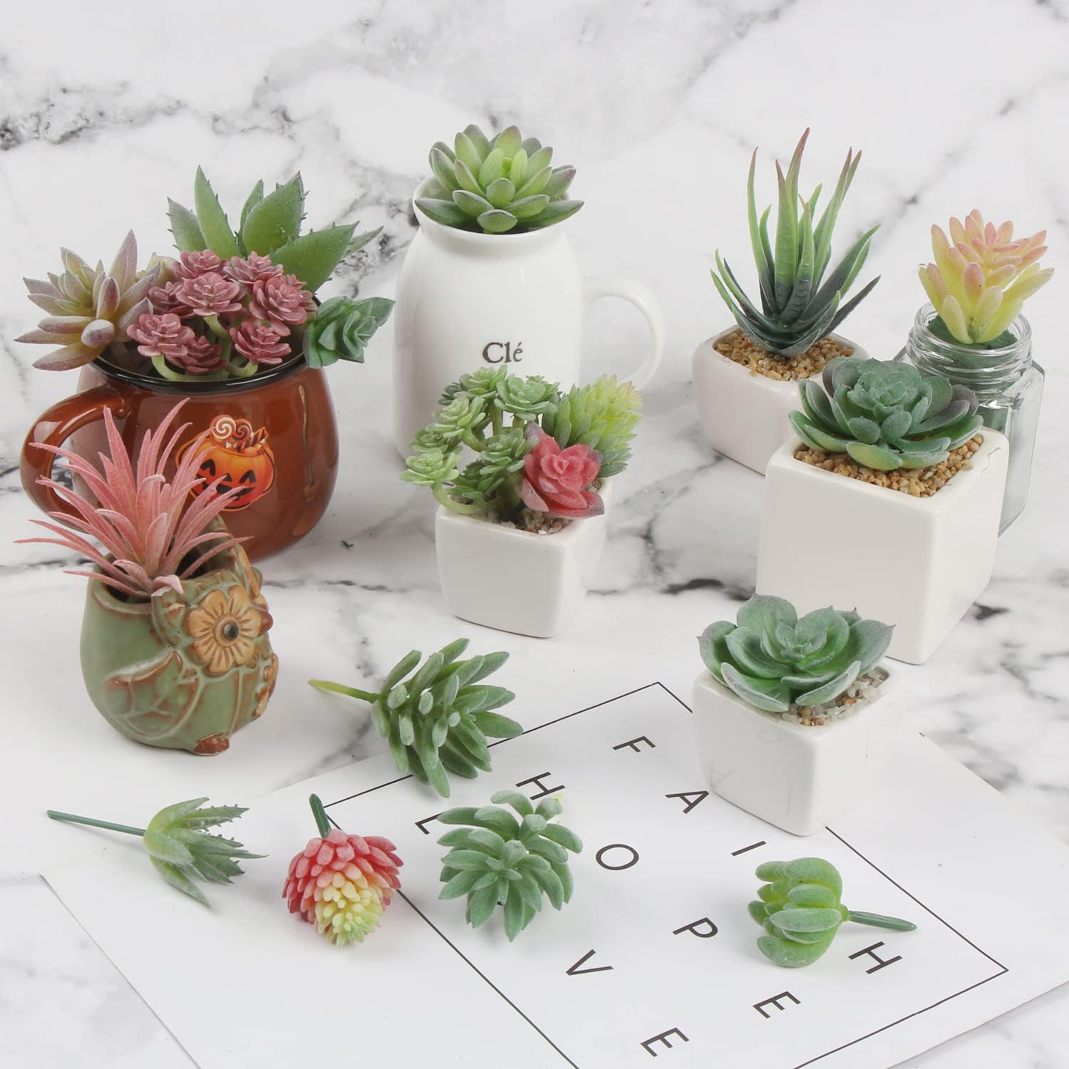 CCINEE 18PCS Artificial Succulent Plants for Home Decor 1