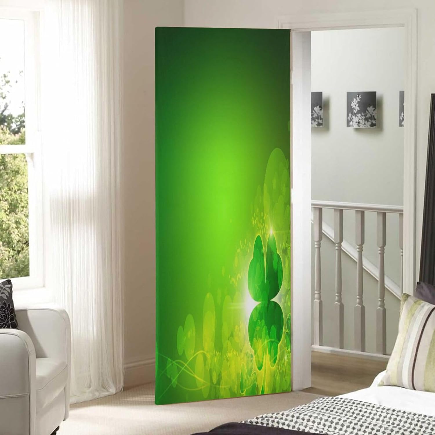 Susiyo Green Clover Leaf Halloween Door Cover 32x79 in