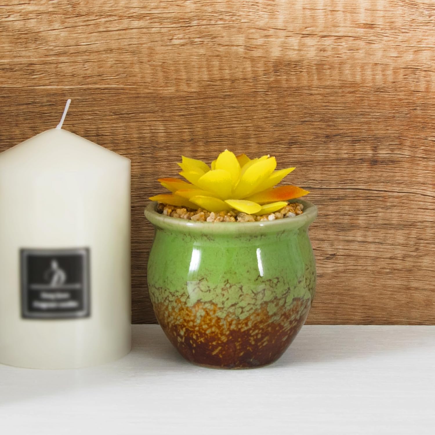 ARTKETTY 6 Pack Artificial Succulent Plants in Ceramic Pots for Home Office Decor