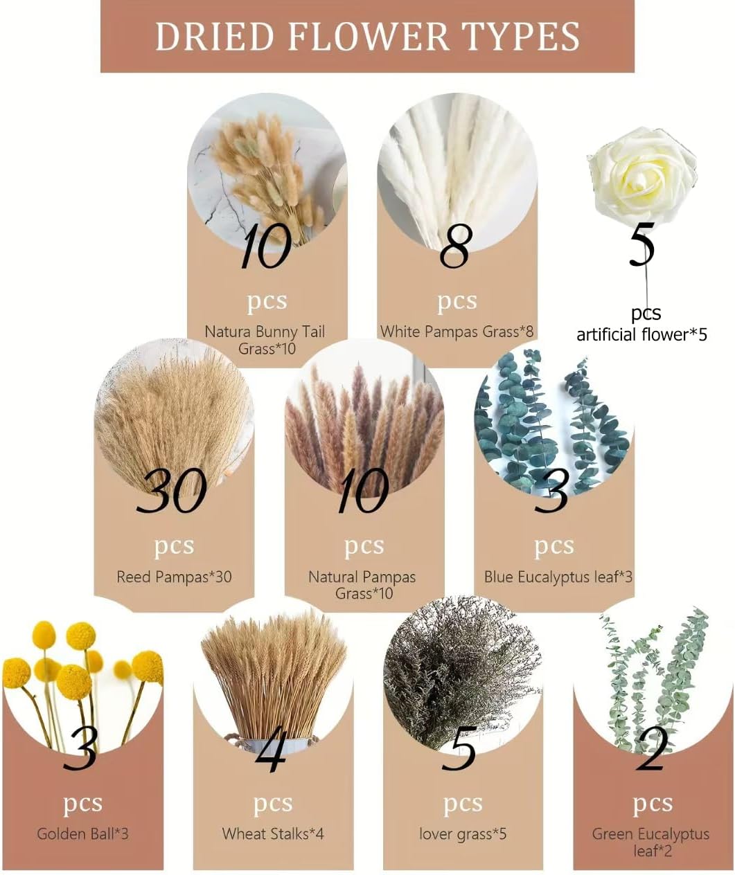 Natural Dried Flower Bouquet 80Pcs for Home Decor