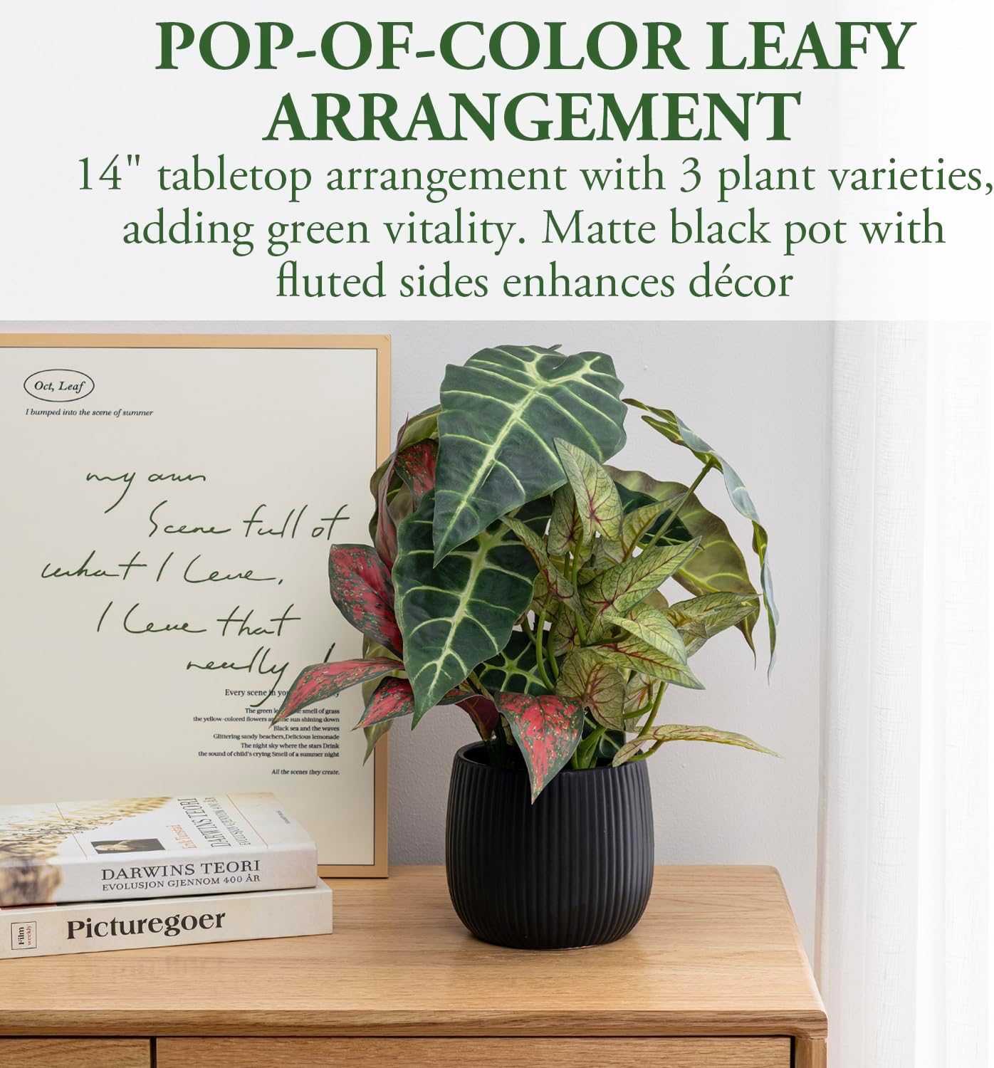 MyGift 14 Inch Artificial Plants Tabletop Display