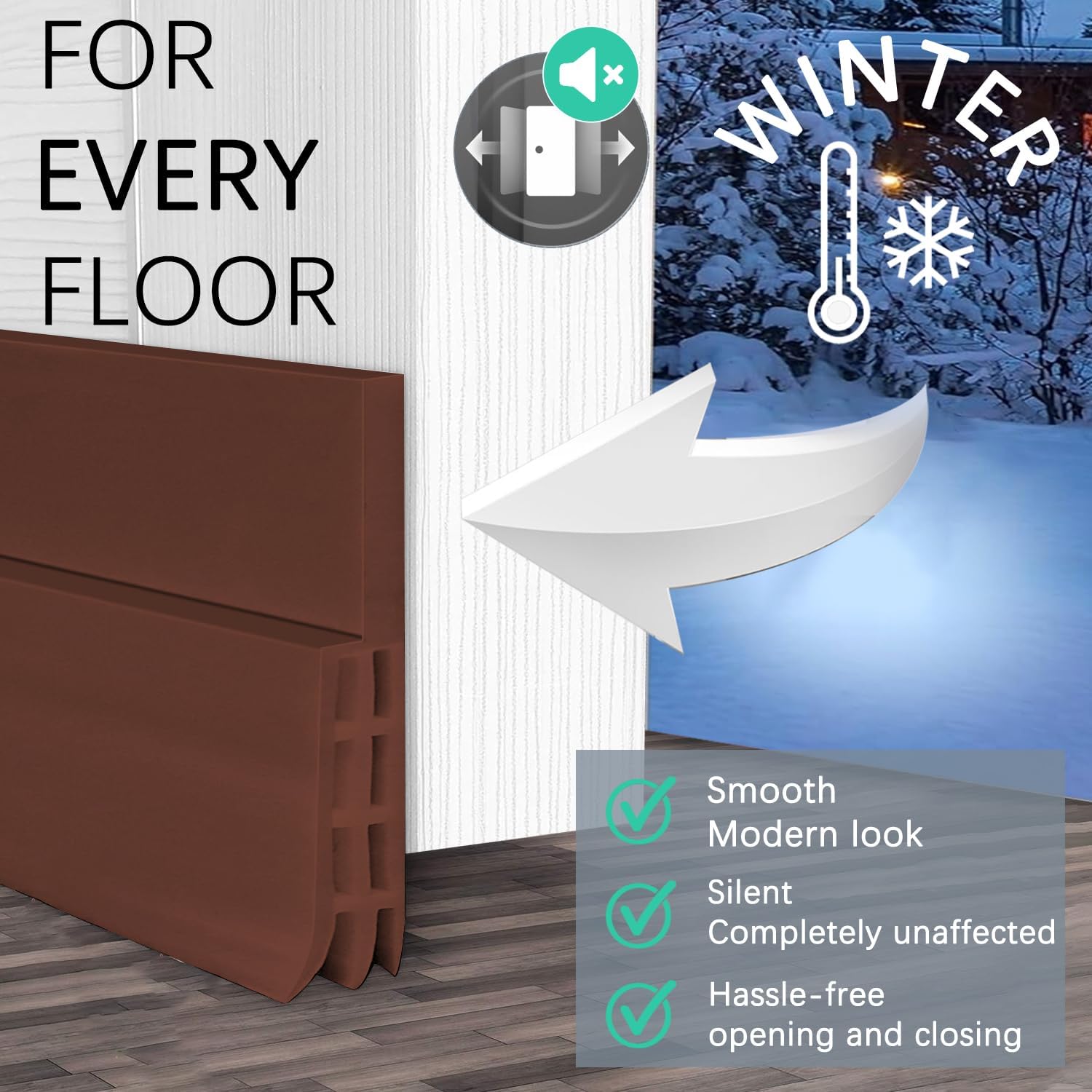 WUMUTI 2 Pack Door Draft Stoppers 2 Inch x 39 Inch Noise Insulating Seal - Brown