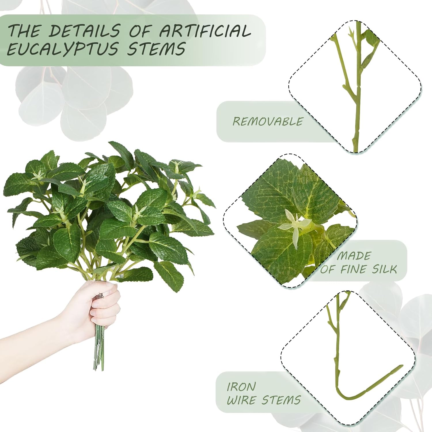 12pcs Artificial Mint Plant Faux Greenery Decor