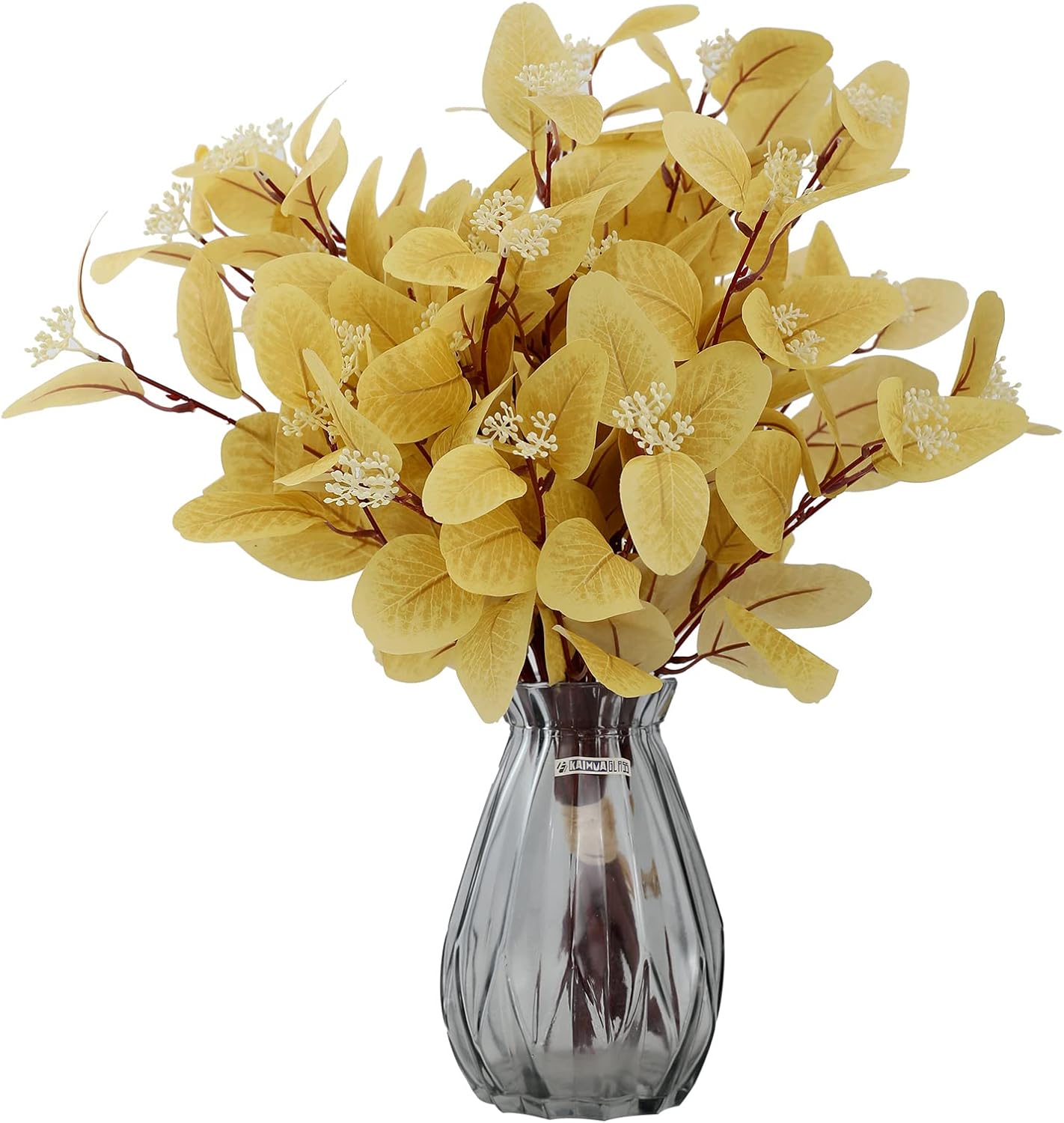 12Pcs Artificial Eucalyptus Stems with Silk Leaves and Berries