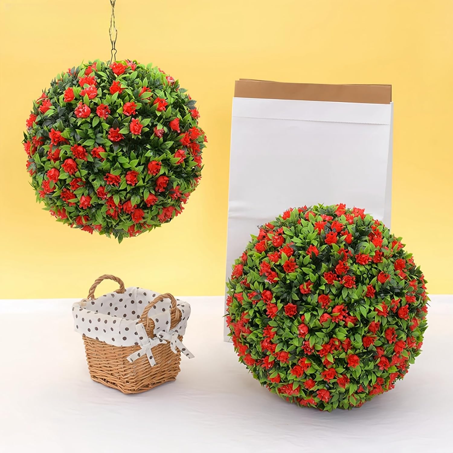 ROKIE Artificial Topiary Ball - Large Boxwood Greenery Sphere for Outdoor Use