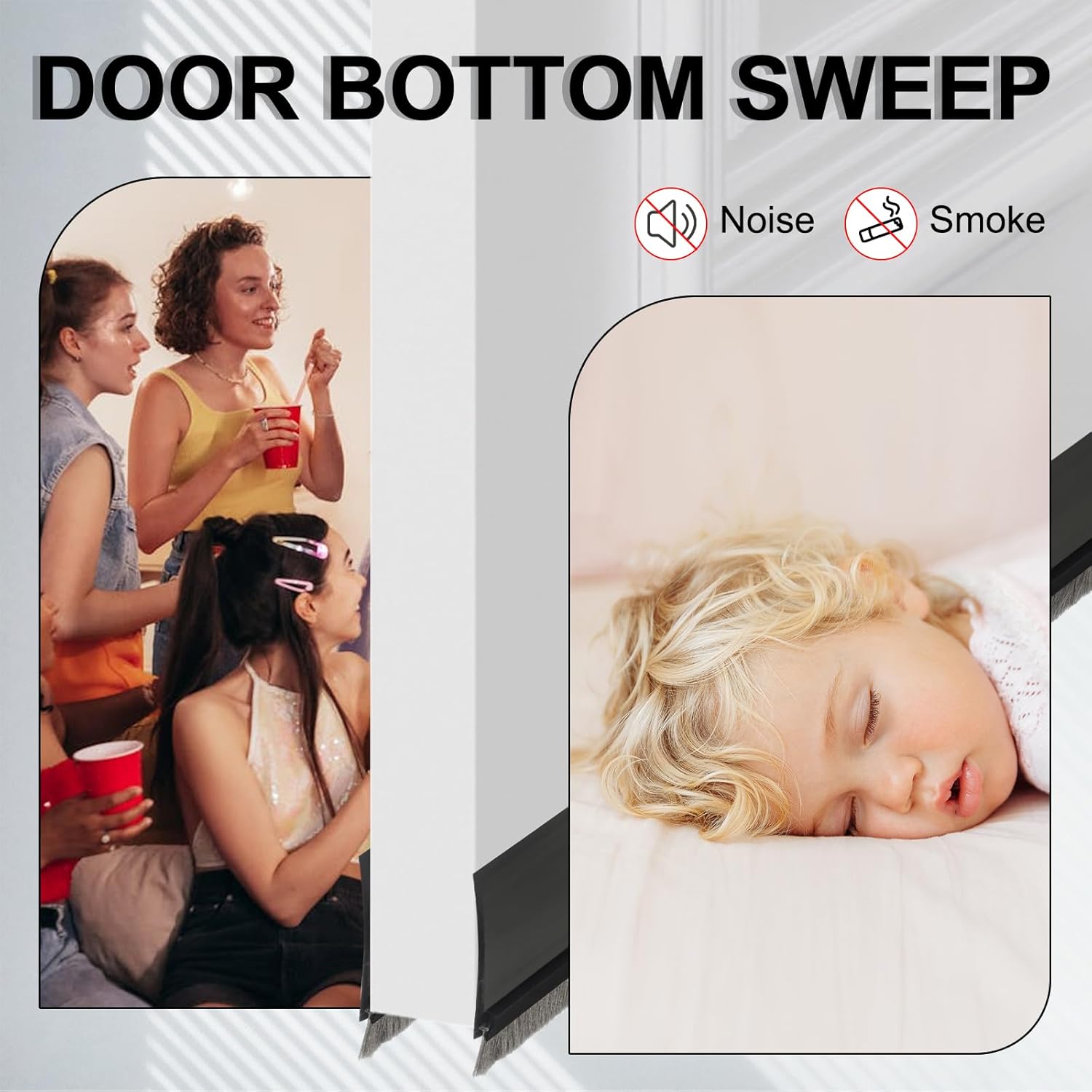 Uxcell 2 Pcs Door Bottom Sweep with Adhesive Brush