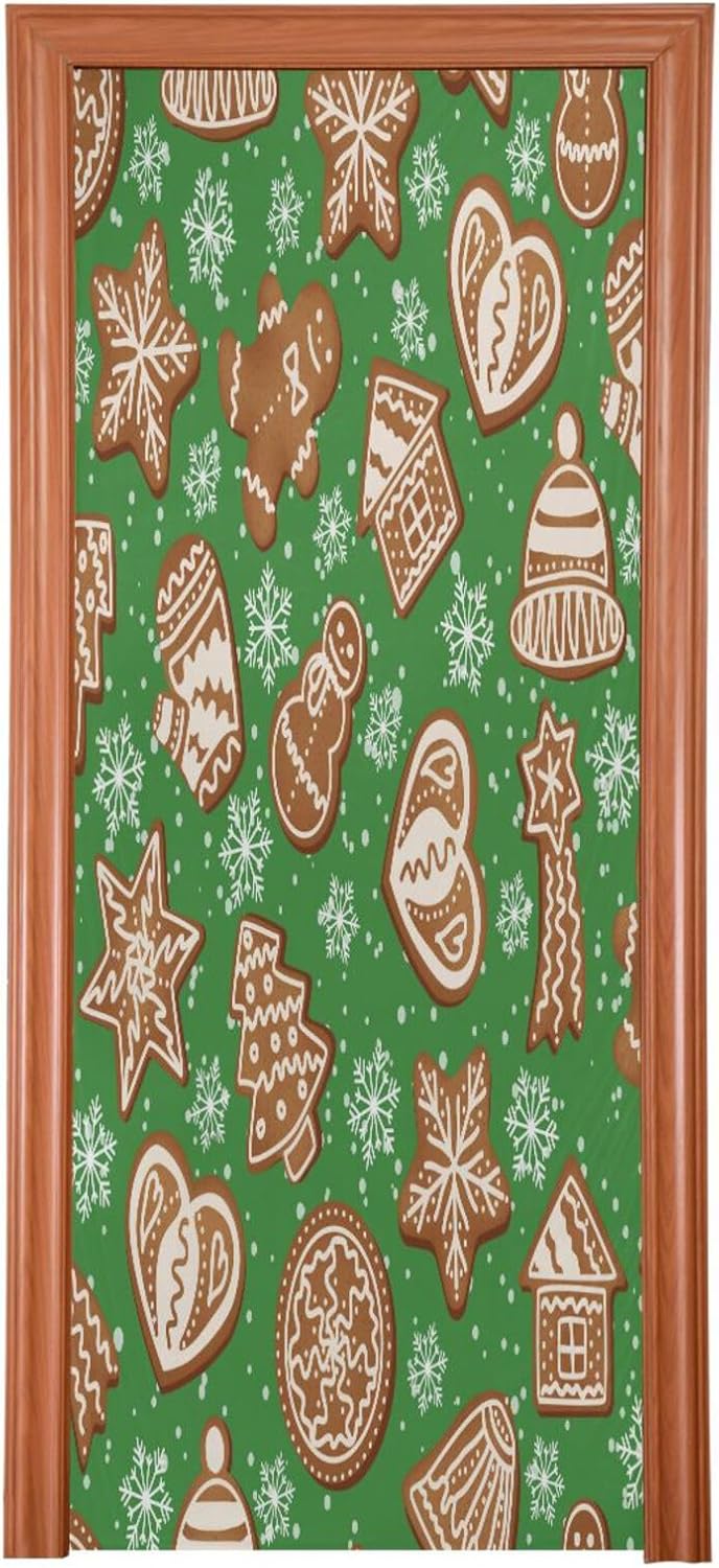 Susiyo Green Gingerbread Door Cover Decoration 32x79 In