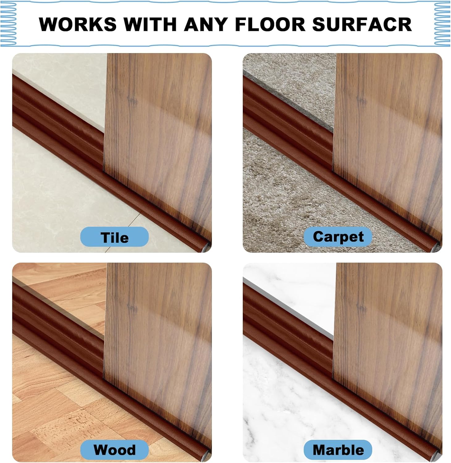 Double Door Draft Stopper 37 Inch Soundproof Windproof