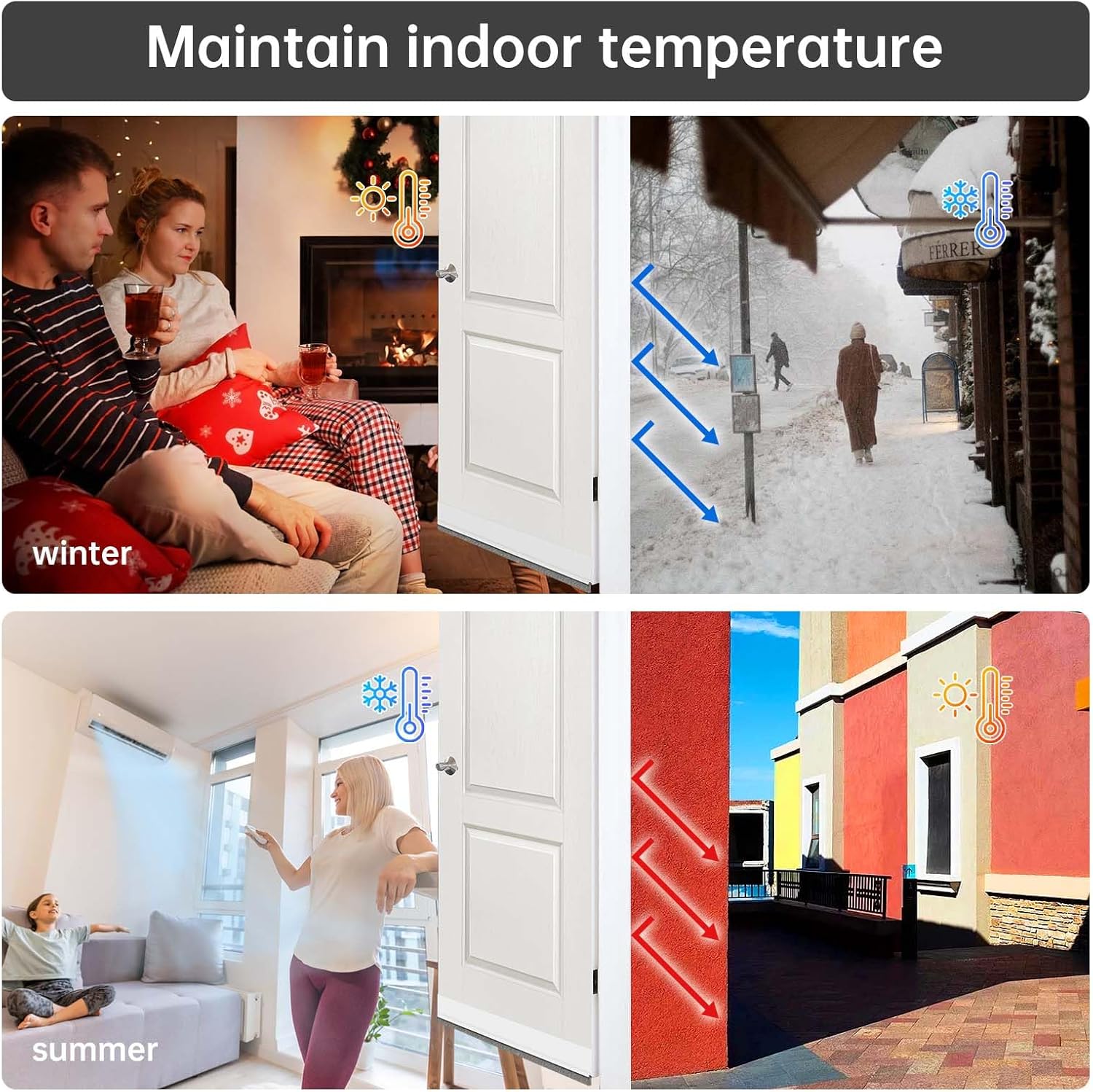 Self-Adhesive Door Sweep with Brush 3937 Inch Bottom Door Seal for Noise Dust Temperature Control