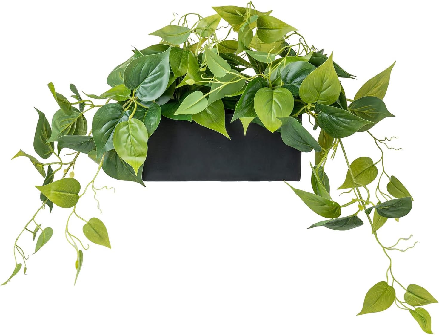 MyGift Artificial Pothos Plant in Black Concrete Planter