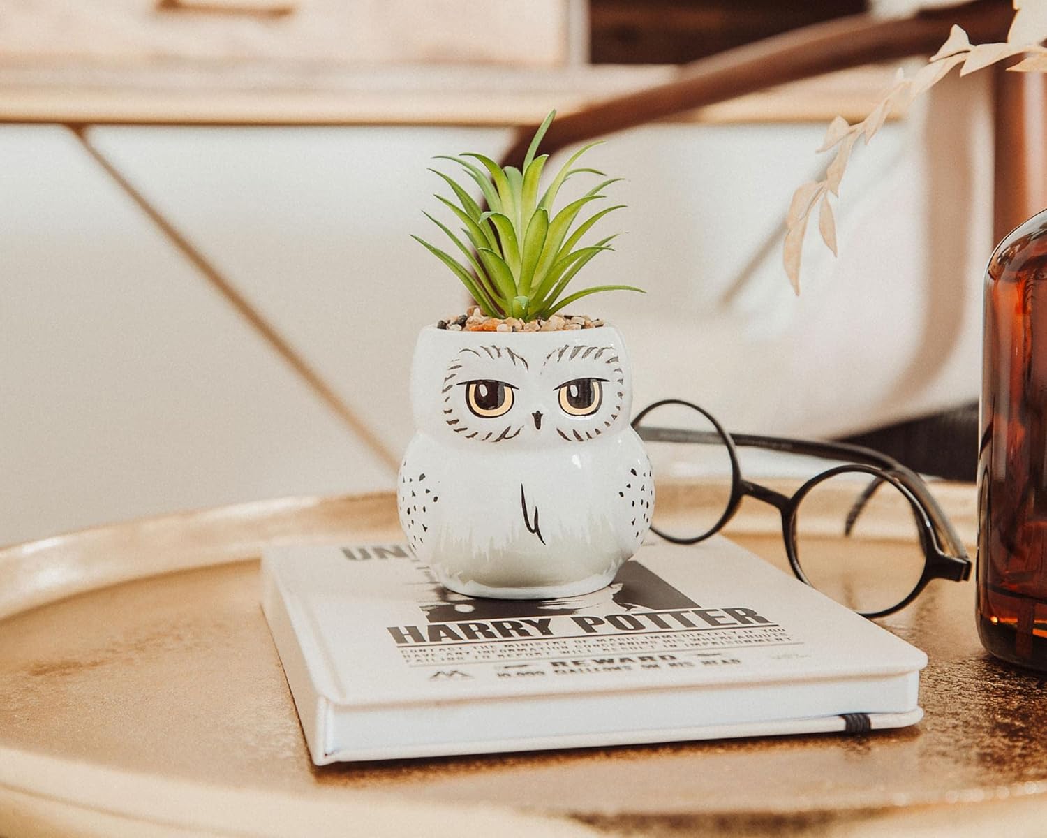 Harry Potter Hedwig 3-inch Ceramic Mini Planter with Artificial Succulent